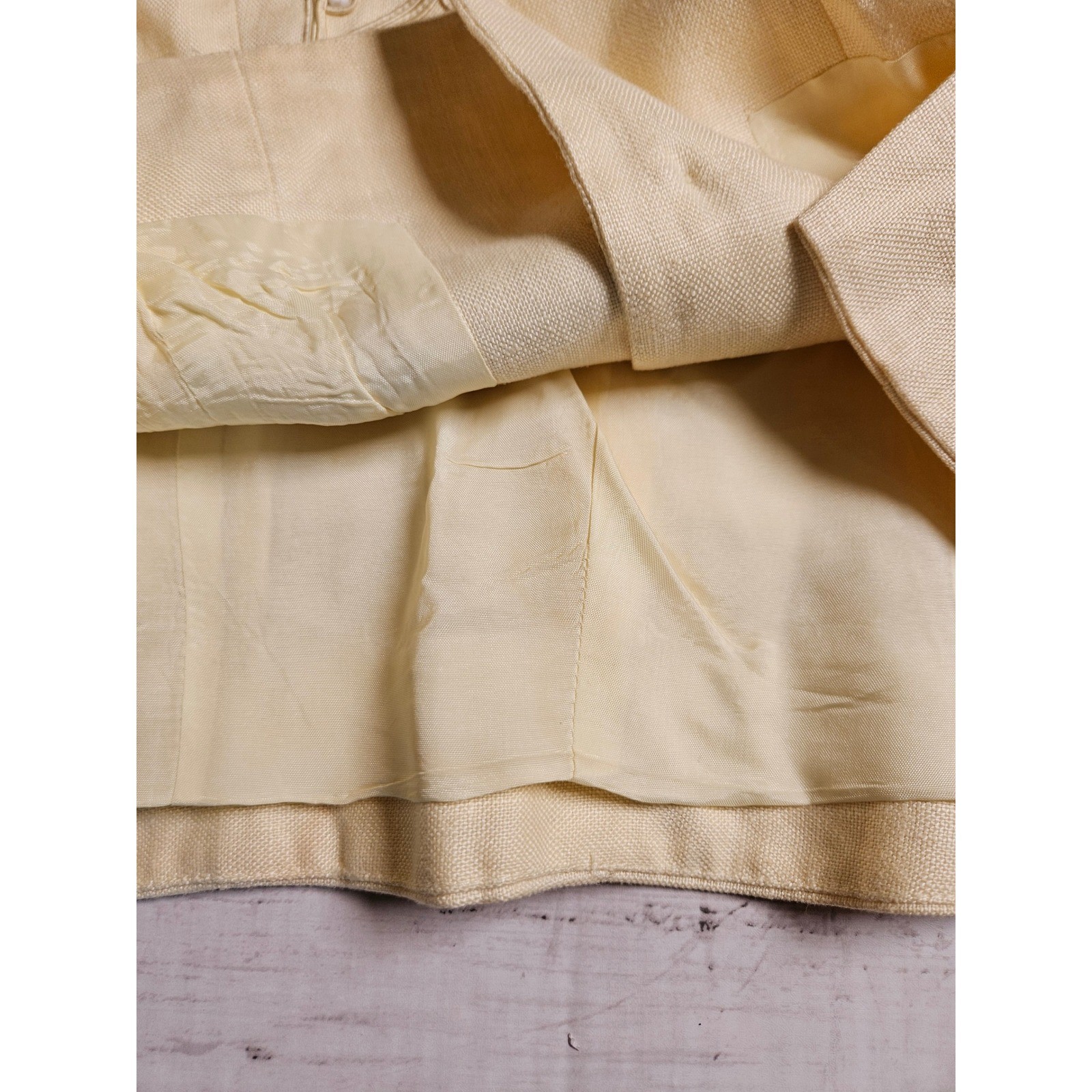 Donna Morgan Petites Yellow Linen Embroidered Beaded Vest Top Size 10 Vintage