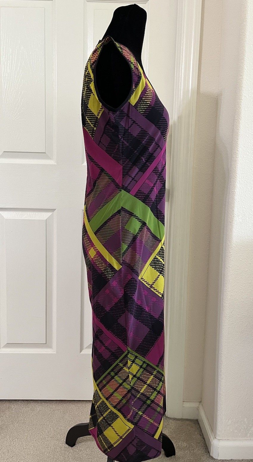 Vintage GIANNI VERSACE Couture Multicolor Silk Dress, Made In Italy