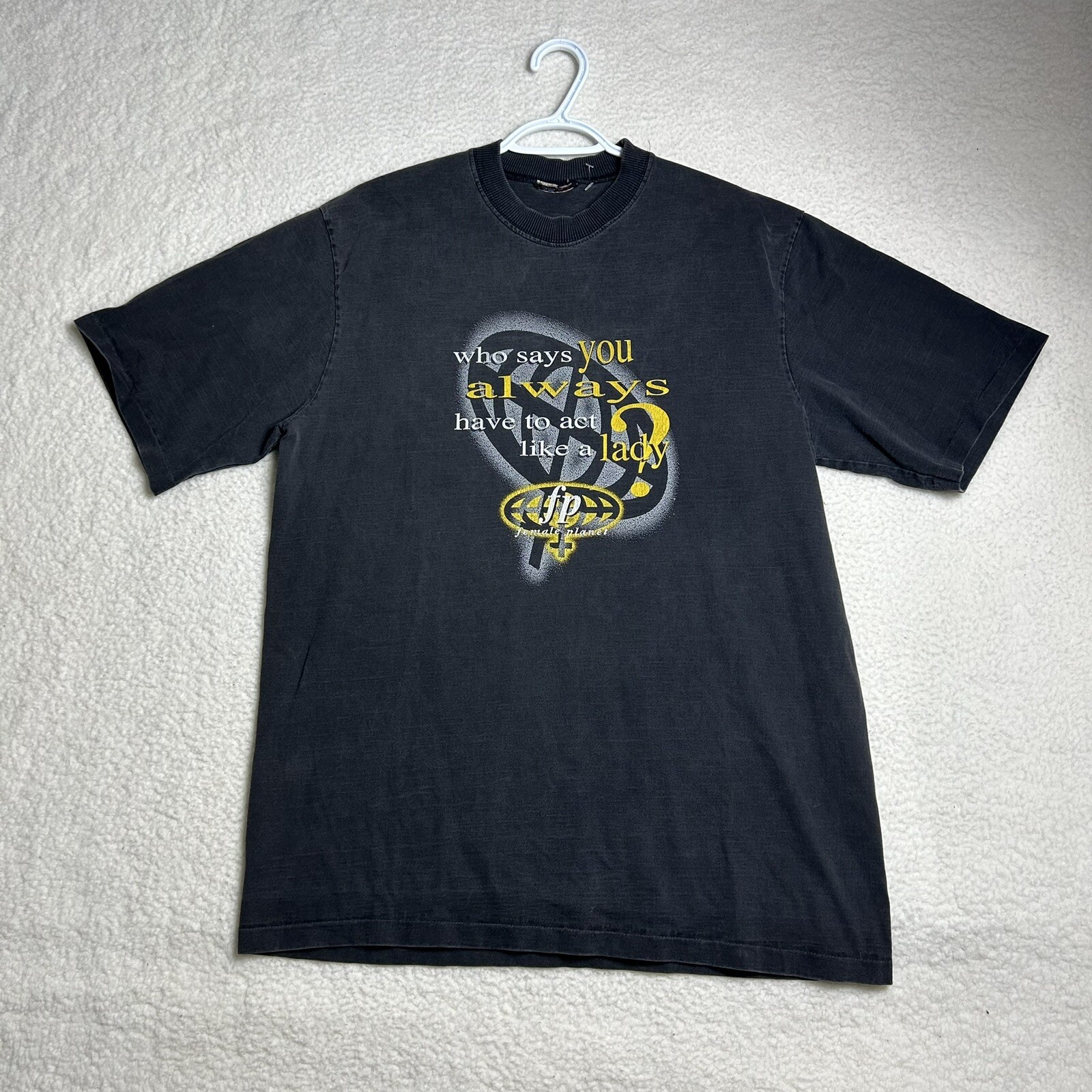 Vintage 90s Single Stitch Female Planet Shirt Black Girl Power Feminist 2XL
