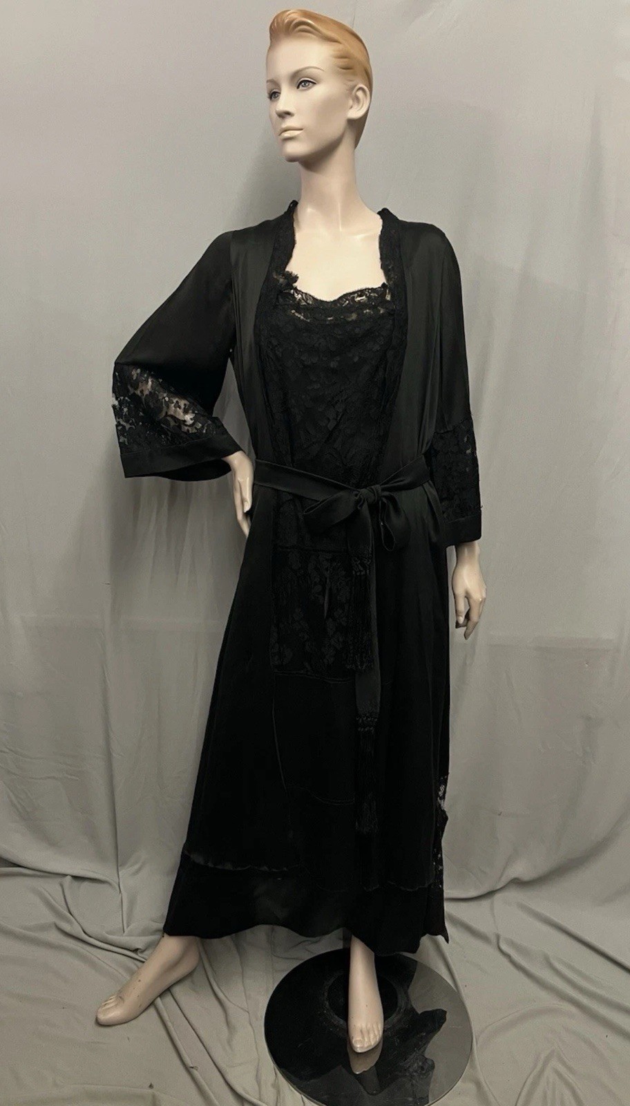 1915-1920 Black Silk & Lace Dress Edwardian period