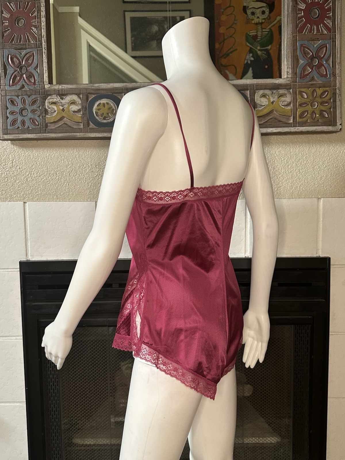 Formfit Vintage Red Satin And Lace Teddy Sz 34 (10-12)