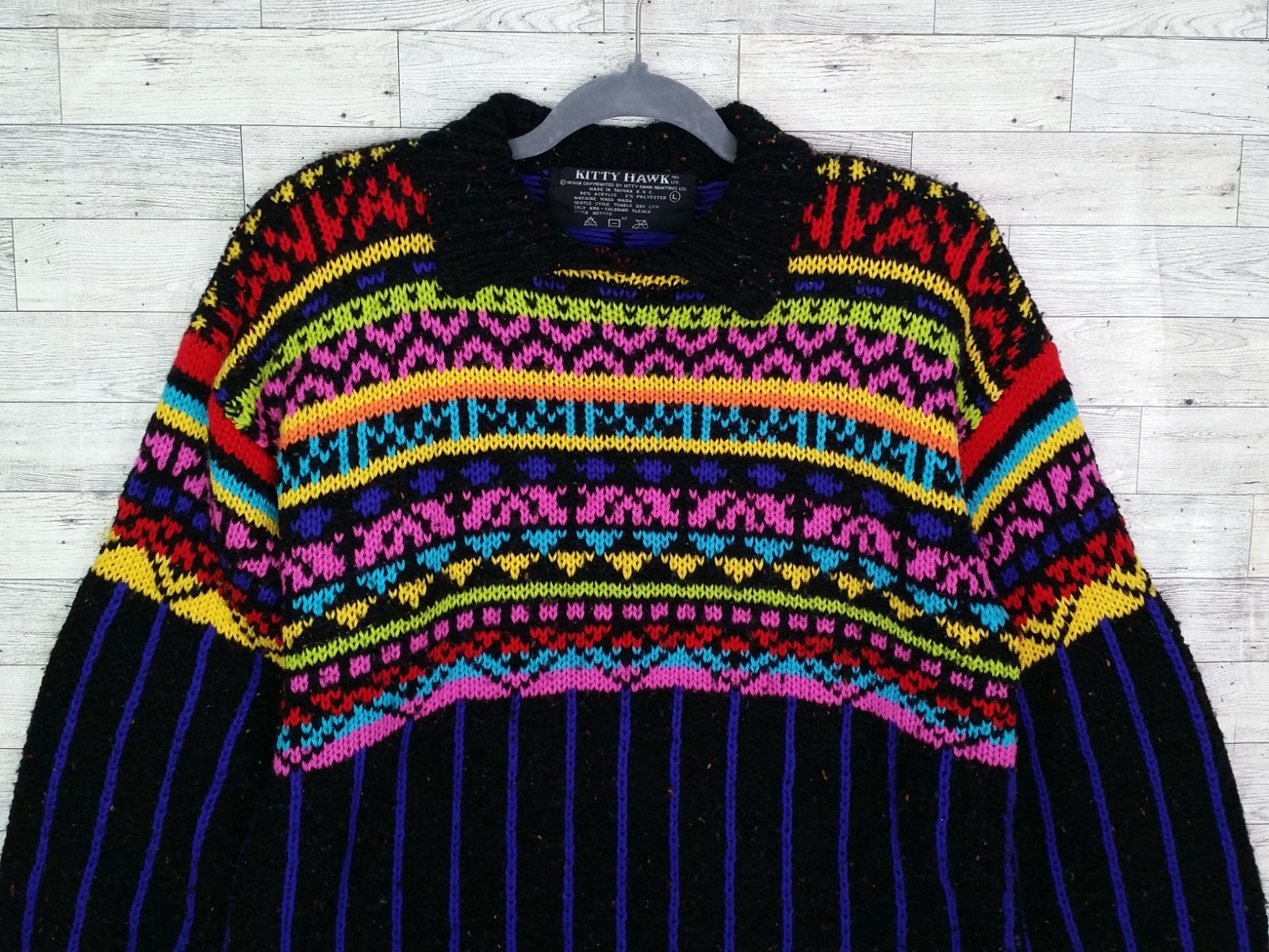 Vintage Kitty Hawk Vivian Wang Sweater Abstract Colorful 90s Grandmacore Size L