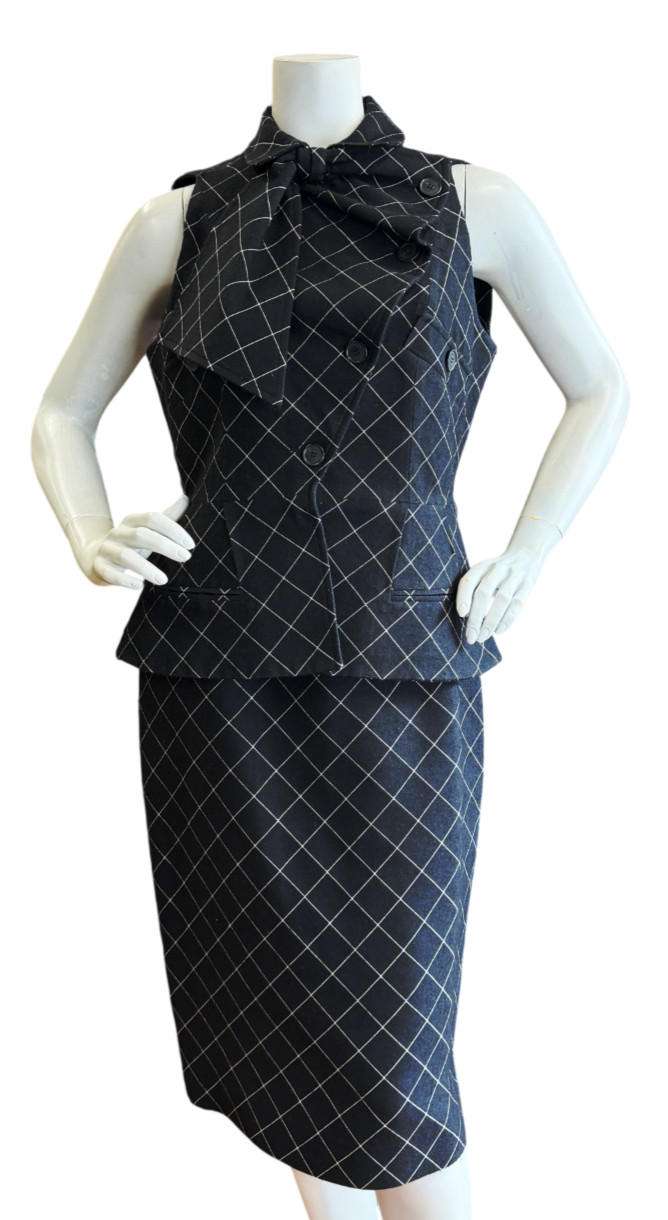 NWOT Vintage CHRISTIAN DIOR 2010 By John Galliano Set Checker Skirt 10 Vest 12