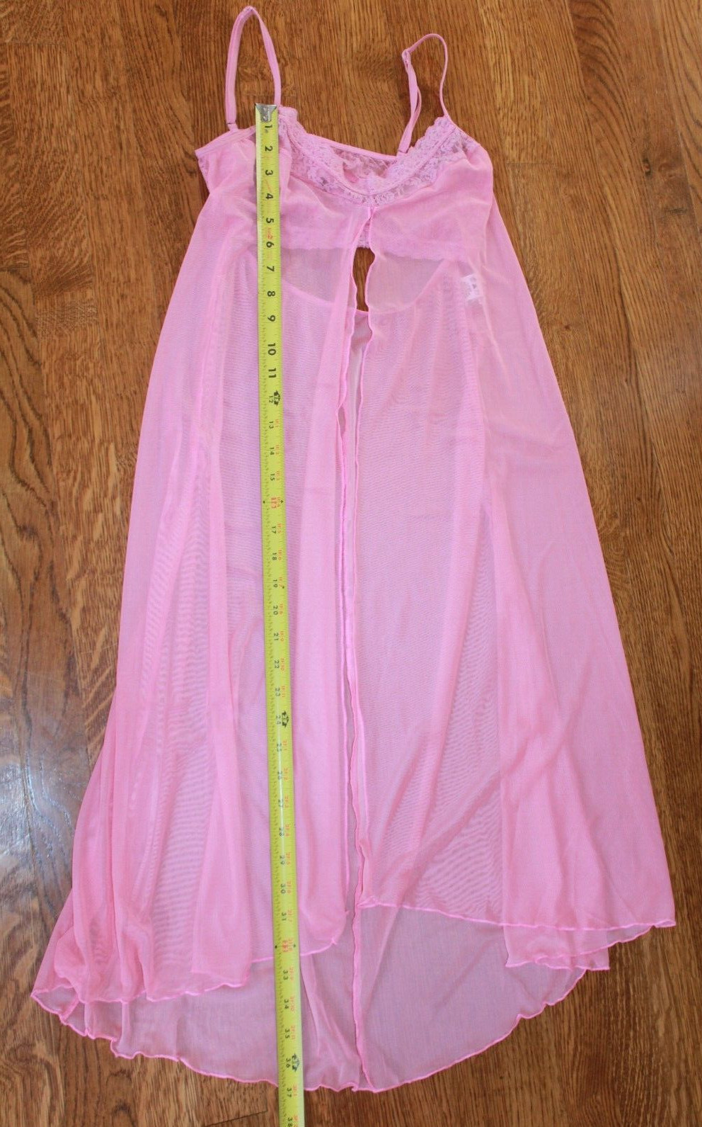 Y2K Vintage Pink Lace Slip Nightie gown Shirley Hollywood sheer lace cutout bra