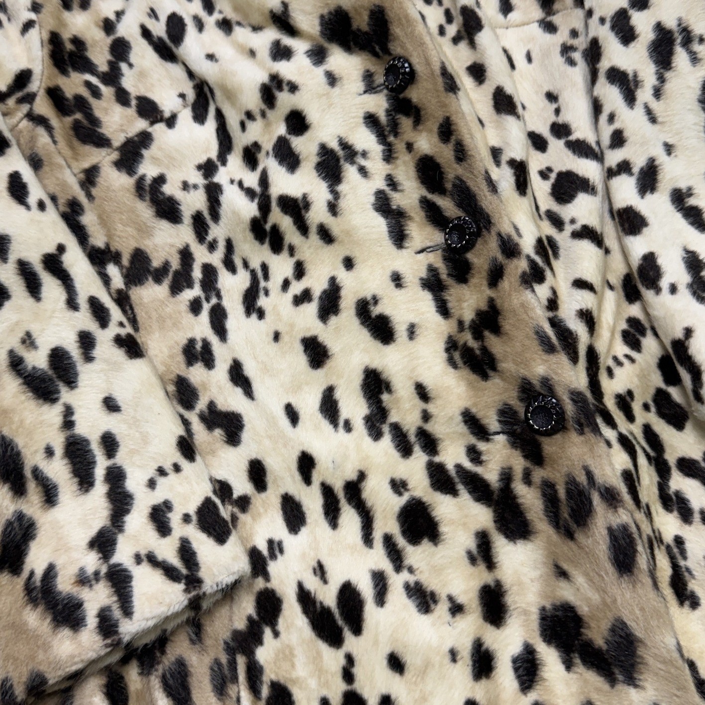 Safari Russel Taylor Faux Fur Coat Womens M Leopard Print Excellent Vintage 60s