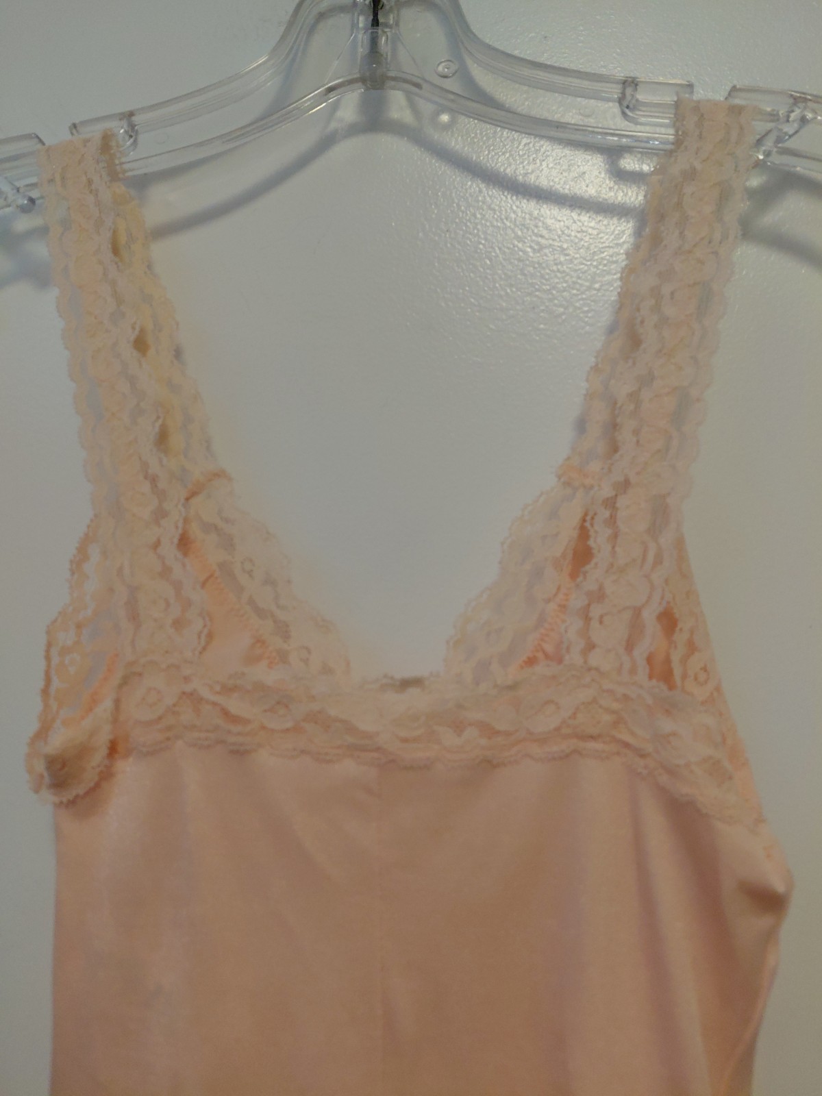 Vintage Olga Body Suit Satin & Lace Detail Boudoir Lingerie Peach Small