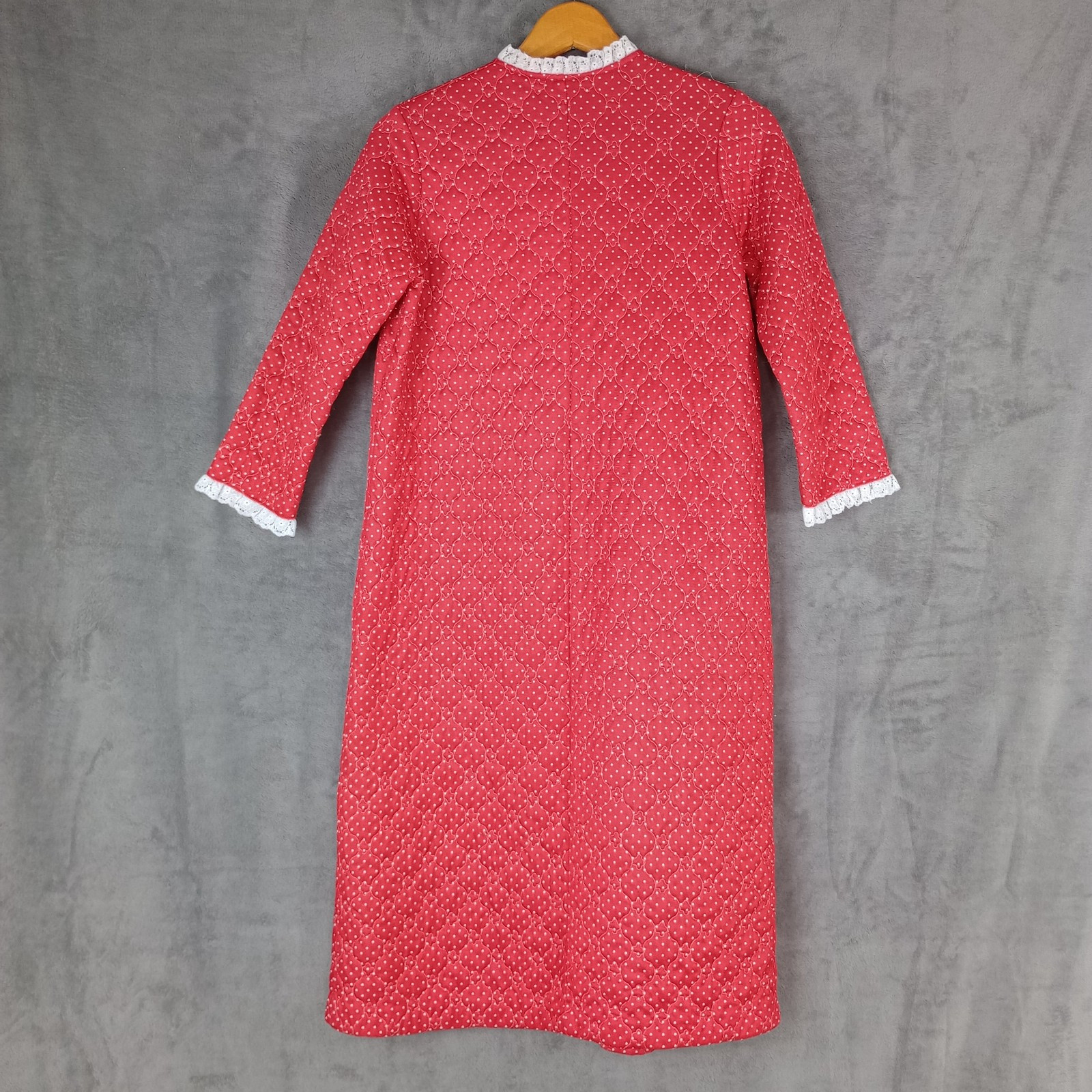 Vintage House Dress Robe 50s 60s Red Flower Groovy Poly XS SMALL READ !