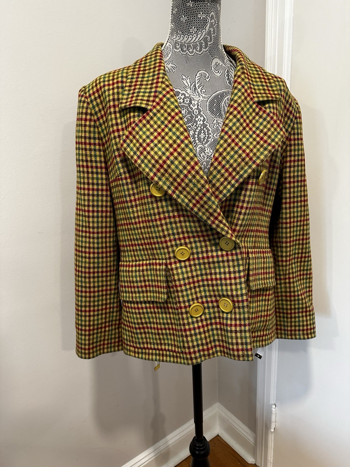 VTG Givenchy Couture Gold Silk Lurex Blazer. Size 44. Mustard Yellow. McQueen