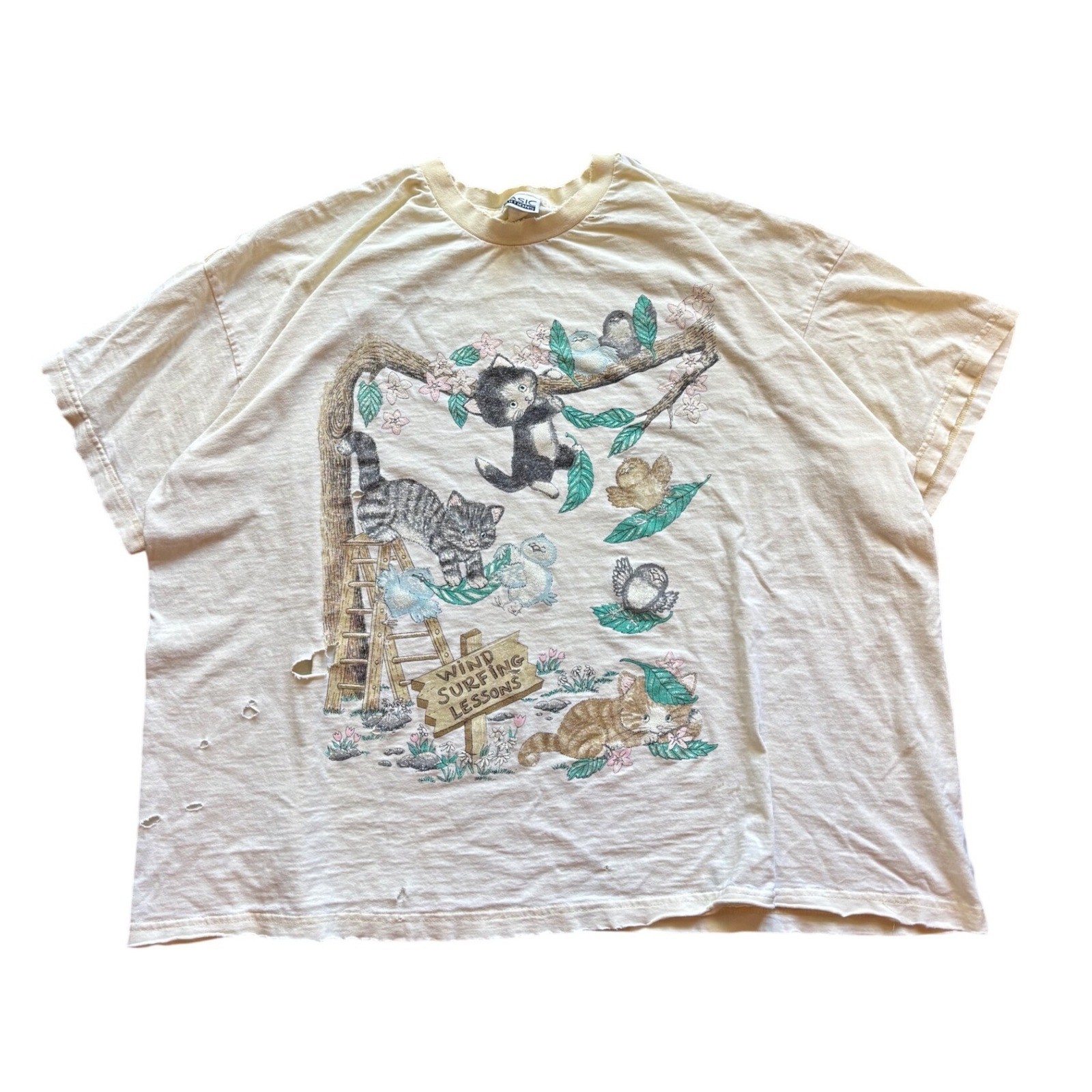 Vintage 90’s Wind Surfing Cat Shirt Basic Edition Art