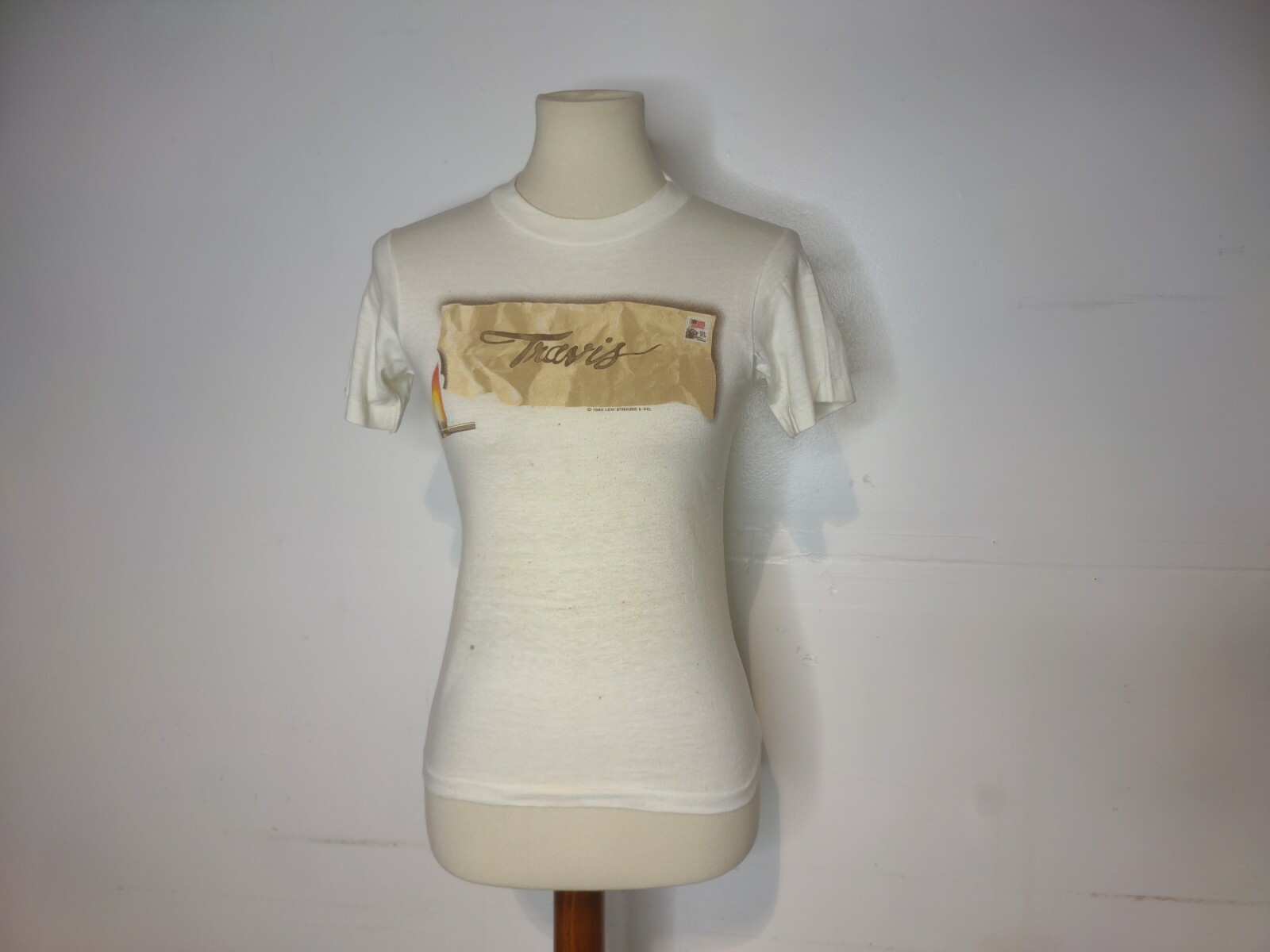 Vintage 80s Levis Fresh Idea Womens T Shirt White XS Travis You’re One Year Late