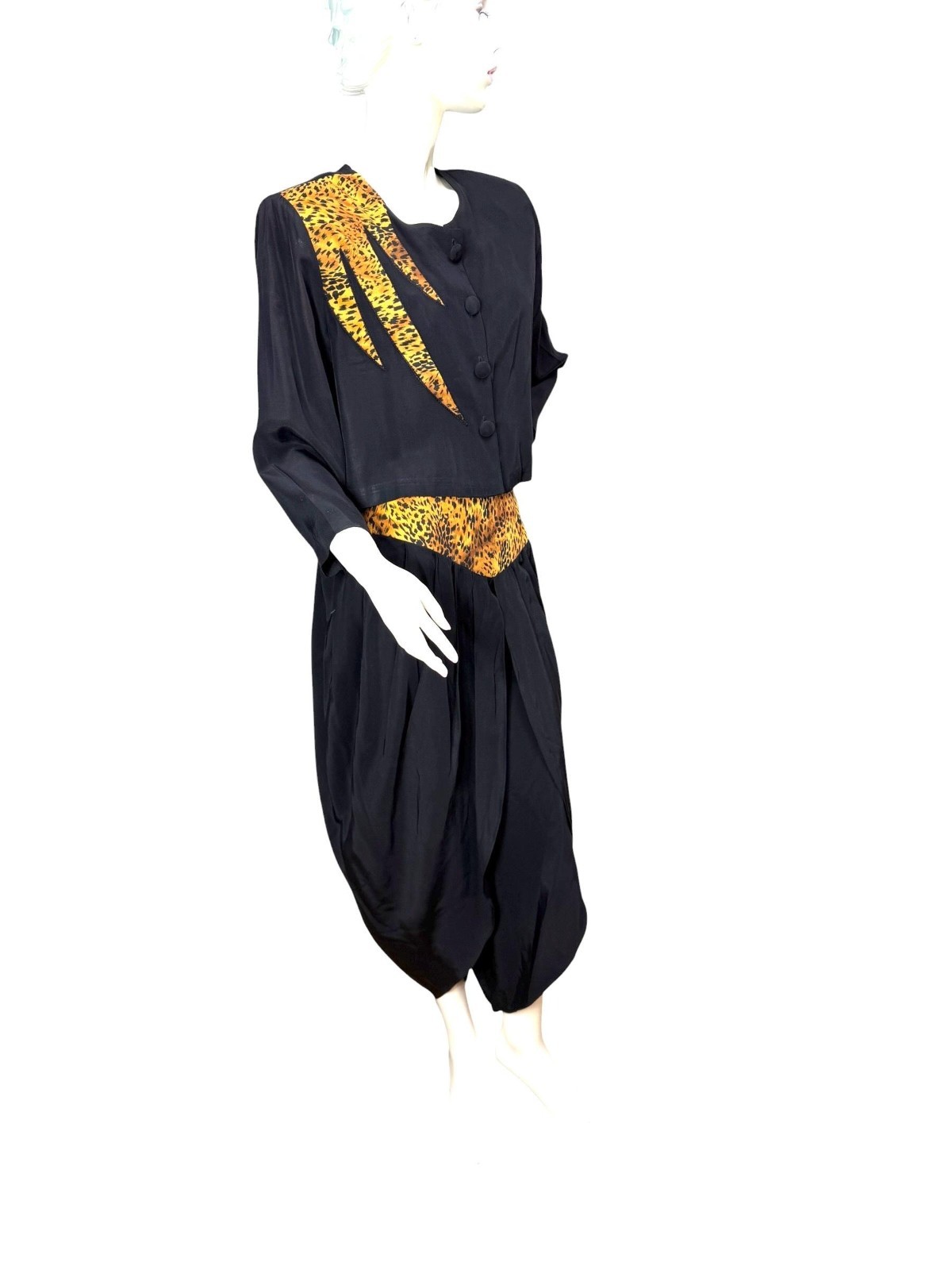 1980s harem pants and cropped jacket with animal print applique’s by Alyn Paige