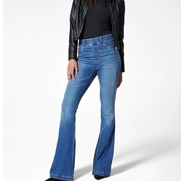 Spanx Flare Jeans Vintage Indigo Blue High Rise Large