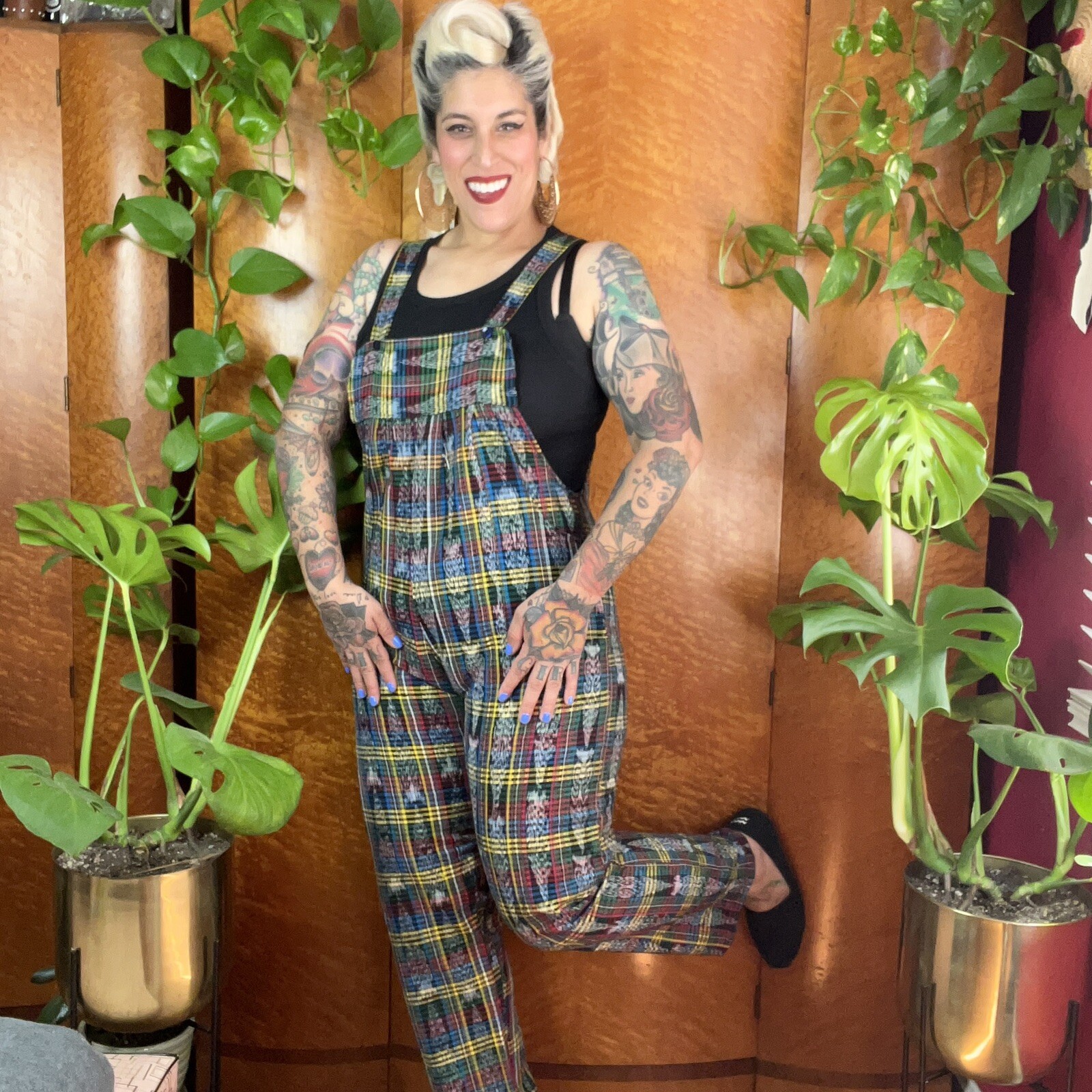 RAINBOW GUATEMALAN 1980’s 80s Vintage 1990’s 90s Petite Cotton Bib Overalls M L