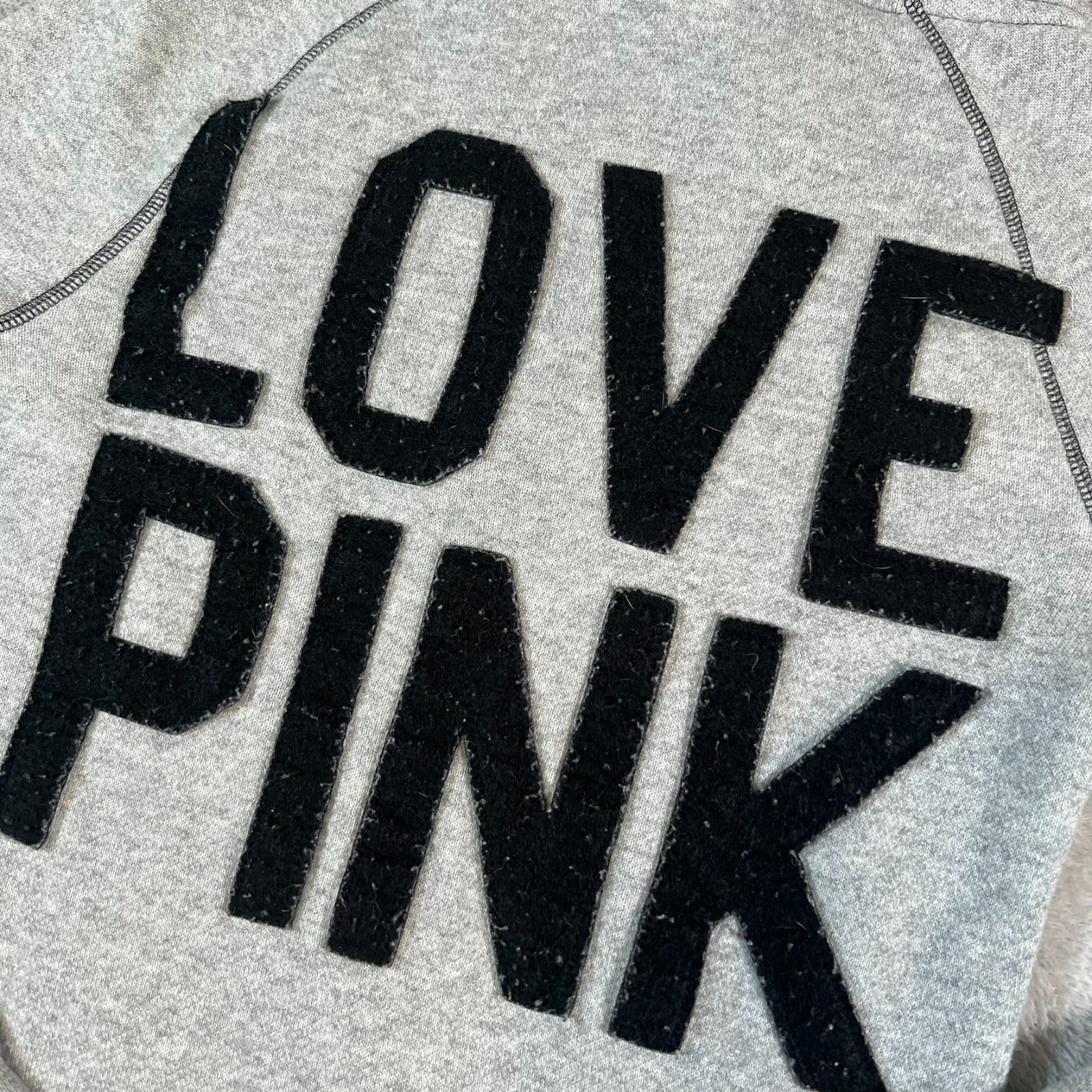 Vintage Victoria’s Secret PINK Hoodie Size XS Gray Full Zip Love Pink 86 Graphic