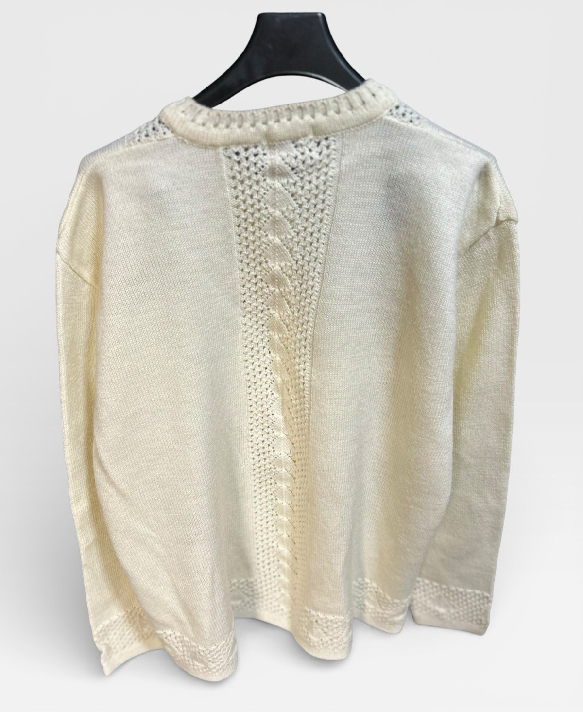 Vintage 70s Womens Medium Ivory Acrylic Knit Cardigan Grandma Core EUC!