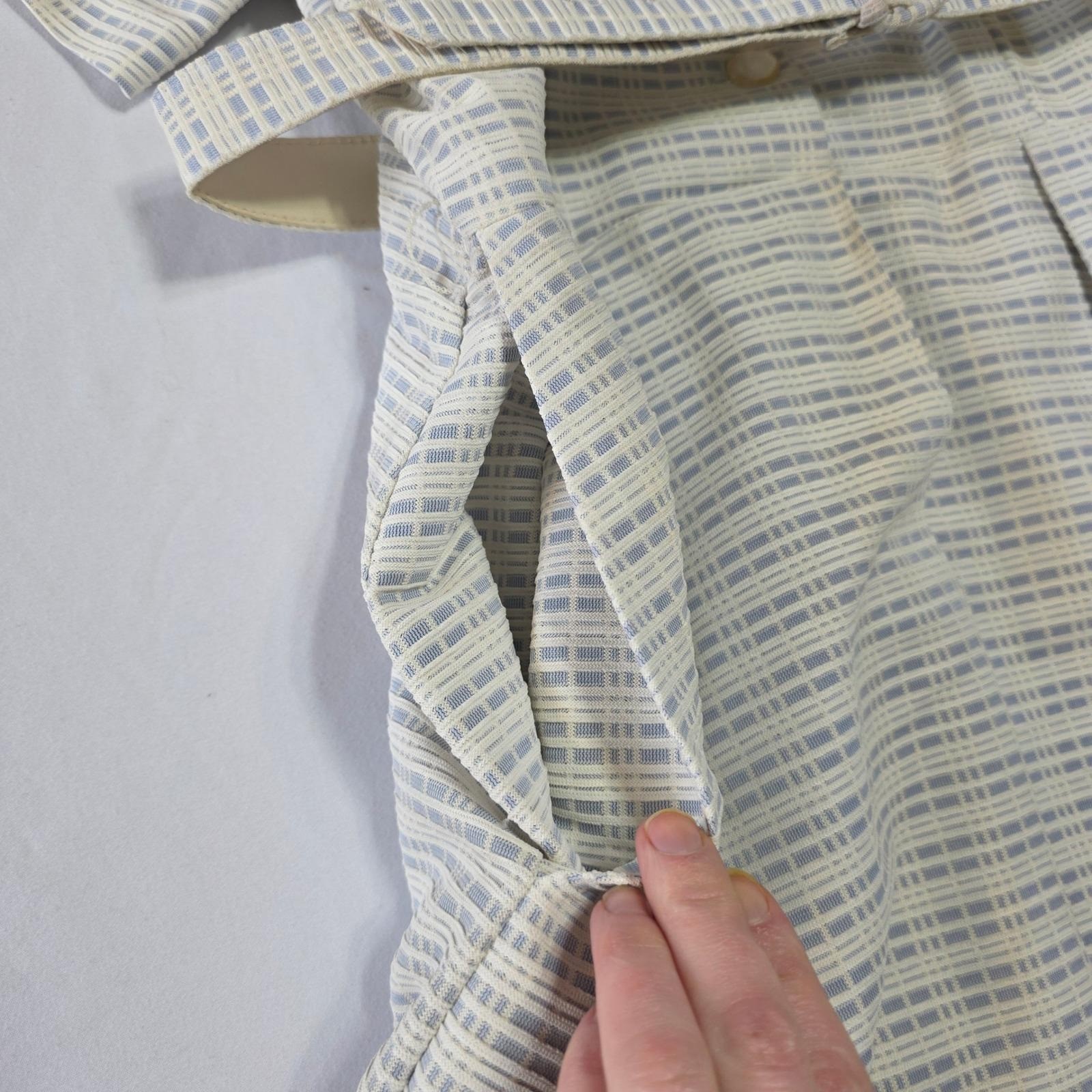 Shelton Stroller Vintage 50s Shirt Dress Belted White Blue Size 18 1/2