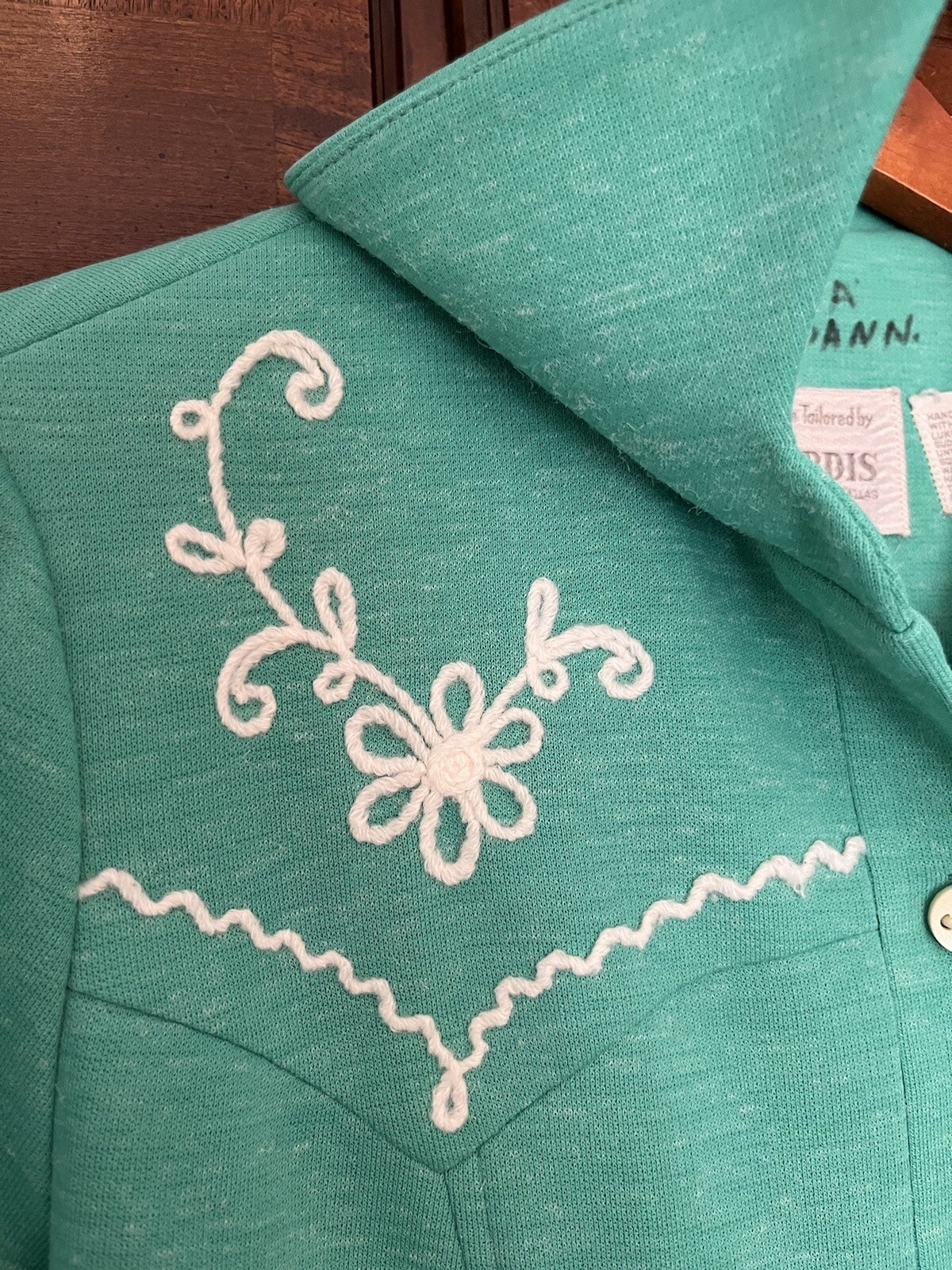NARDIS OF DALLAS lightweight embroidered Jacket Blazer SMALL S heathered green