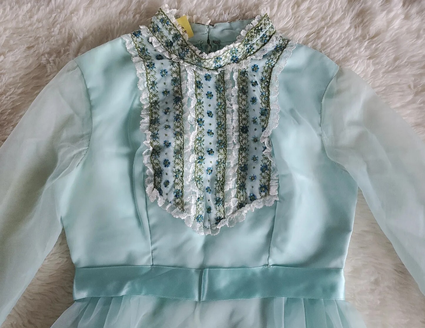 Vintage Dress 60’s Long Formal Wear Theatre Costume Mint Green Size Small 🇺🇸