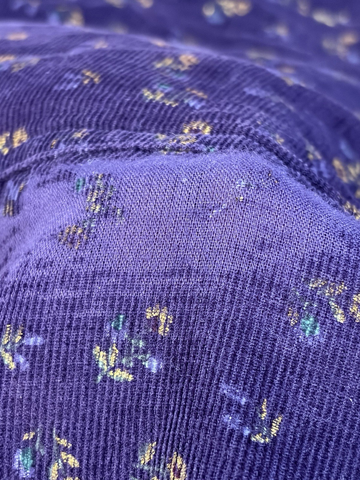 Vintage FADS Purple Floral Sleeveless Corduroy Romper Dress Pockets Women SZ 4P