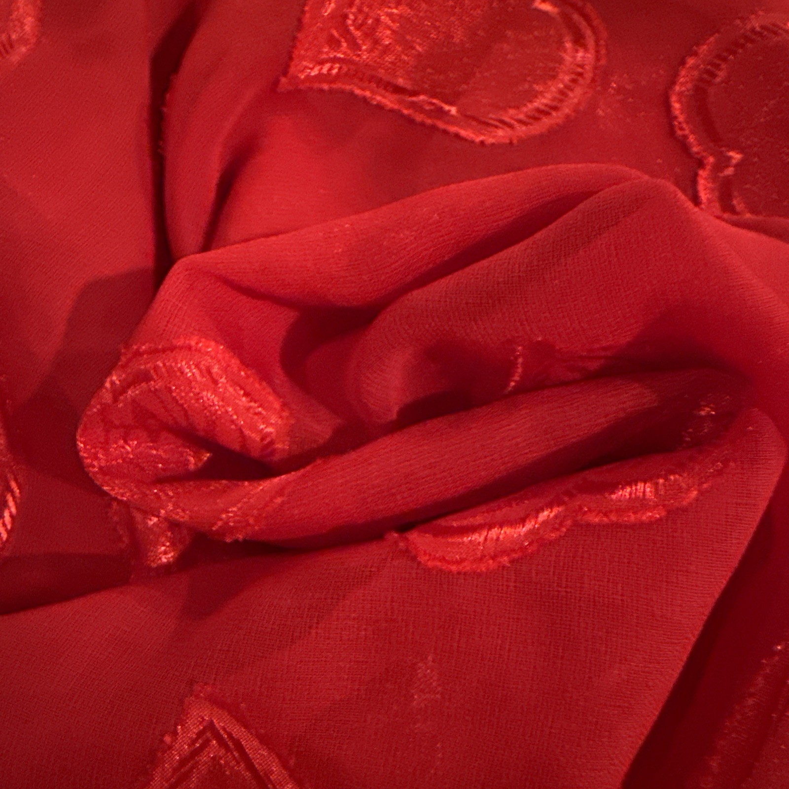 VTG 90’s Isabel Intimates Red Chiffon Heart Appliqués Babydoll Lingerie Cami L
