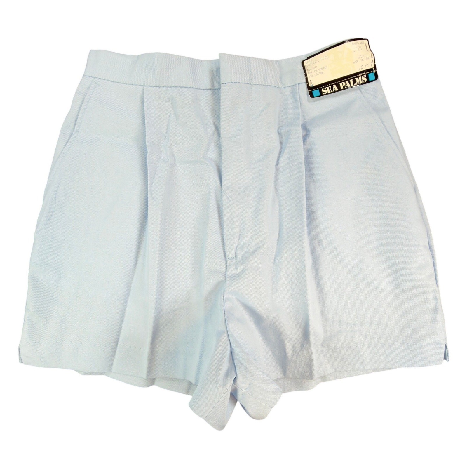 Sea Palms Shorts Womens 9/10 Blue Cotton Blend Pleated High Waist Vintage 80s