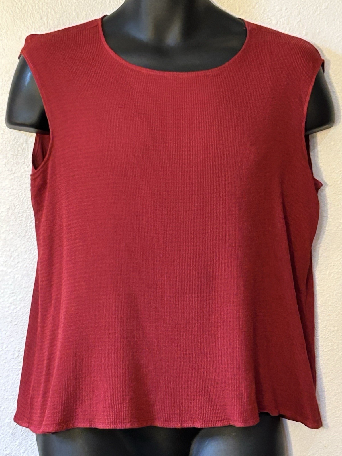 VTG 90’s CP Shades Red Textured Rayon Tank L Hand Dyed Boho Lagen Look READ
