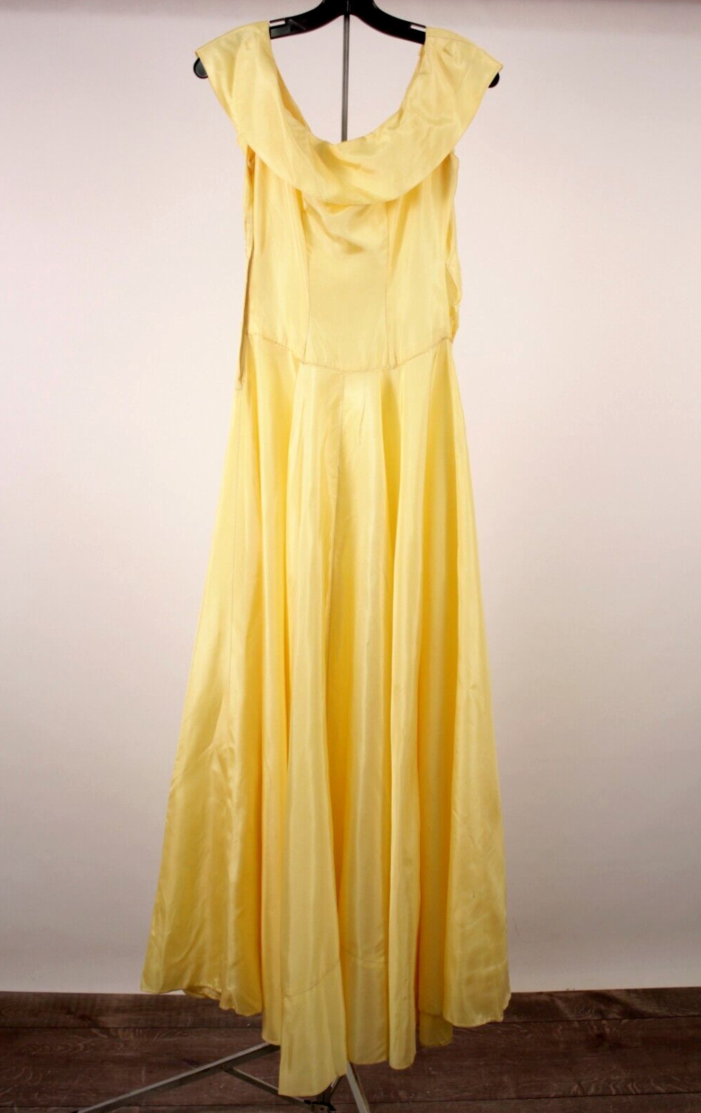 Vtg Women’s 40s Light Yellow Formal Gown 1940s Sz S/M Ball Gown Prom Dress