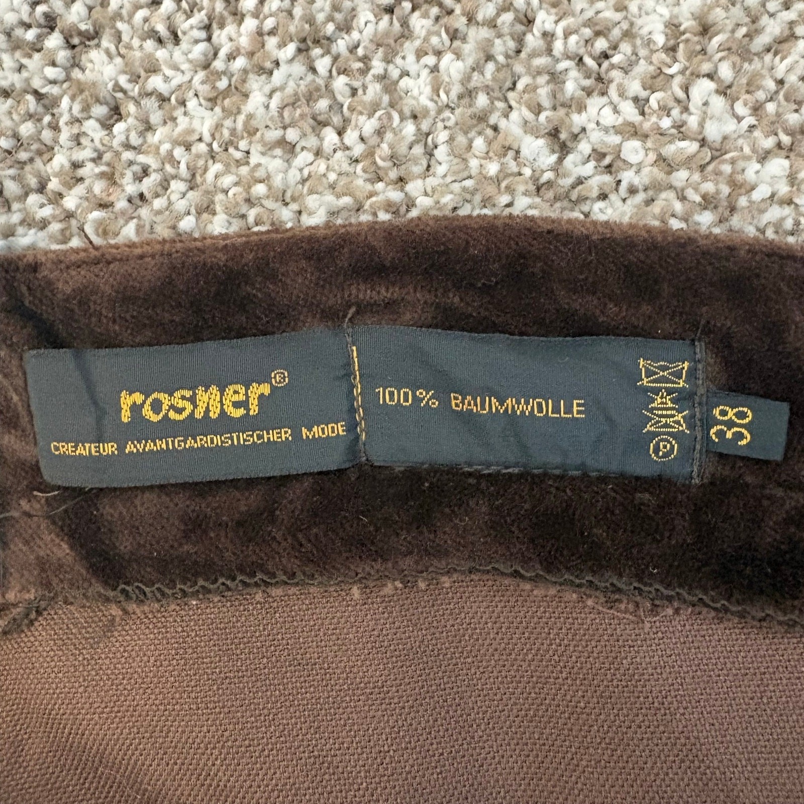 Vintage 70s Rosner Cotton Velvet Wide Leg Slacks West German High Rise Brown 8
