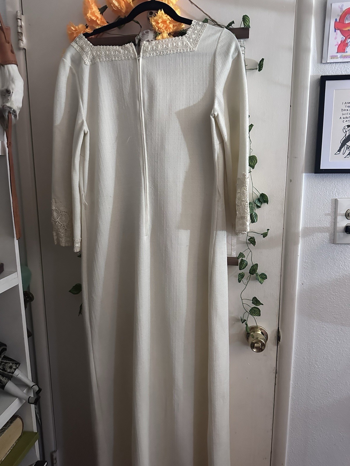 Butte Knit 70’s White Prom Dress Wedding Bridal Formal Dress Size 18