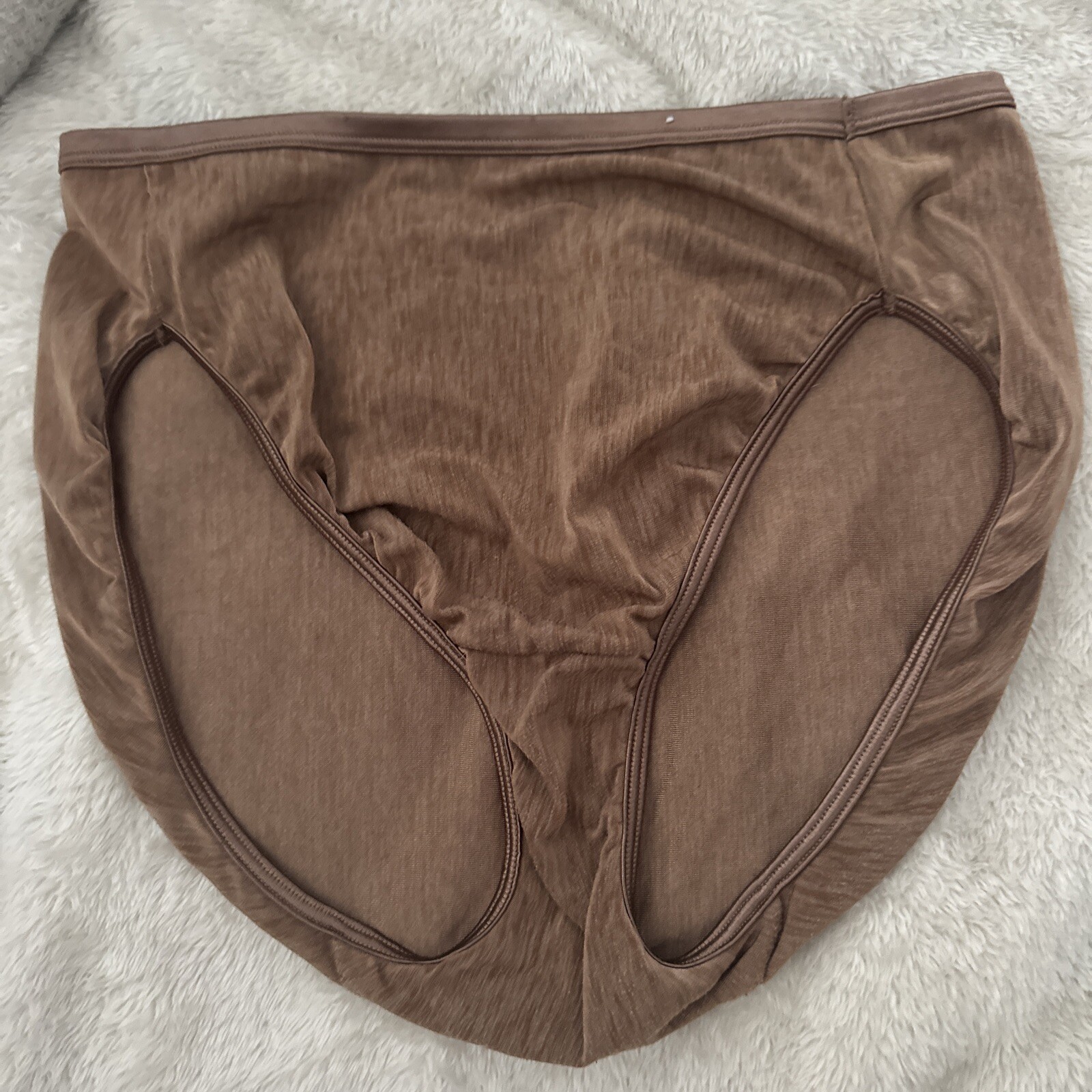 Vintage Cabernet Brown Nylon & Spandex Hi-Cut Bikini Panties Size 7 71-13-108