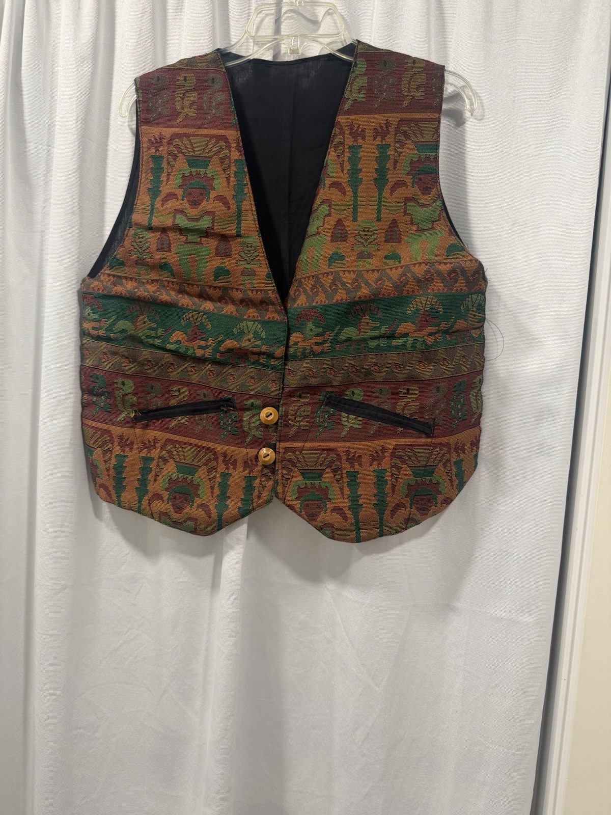 Vintage Global Arts & Crafts Women’s Or Men’s Tapestry Vest, Made in Ecuador,