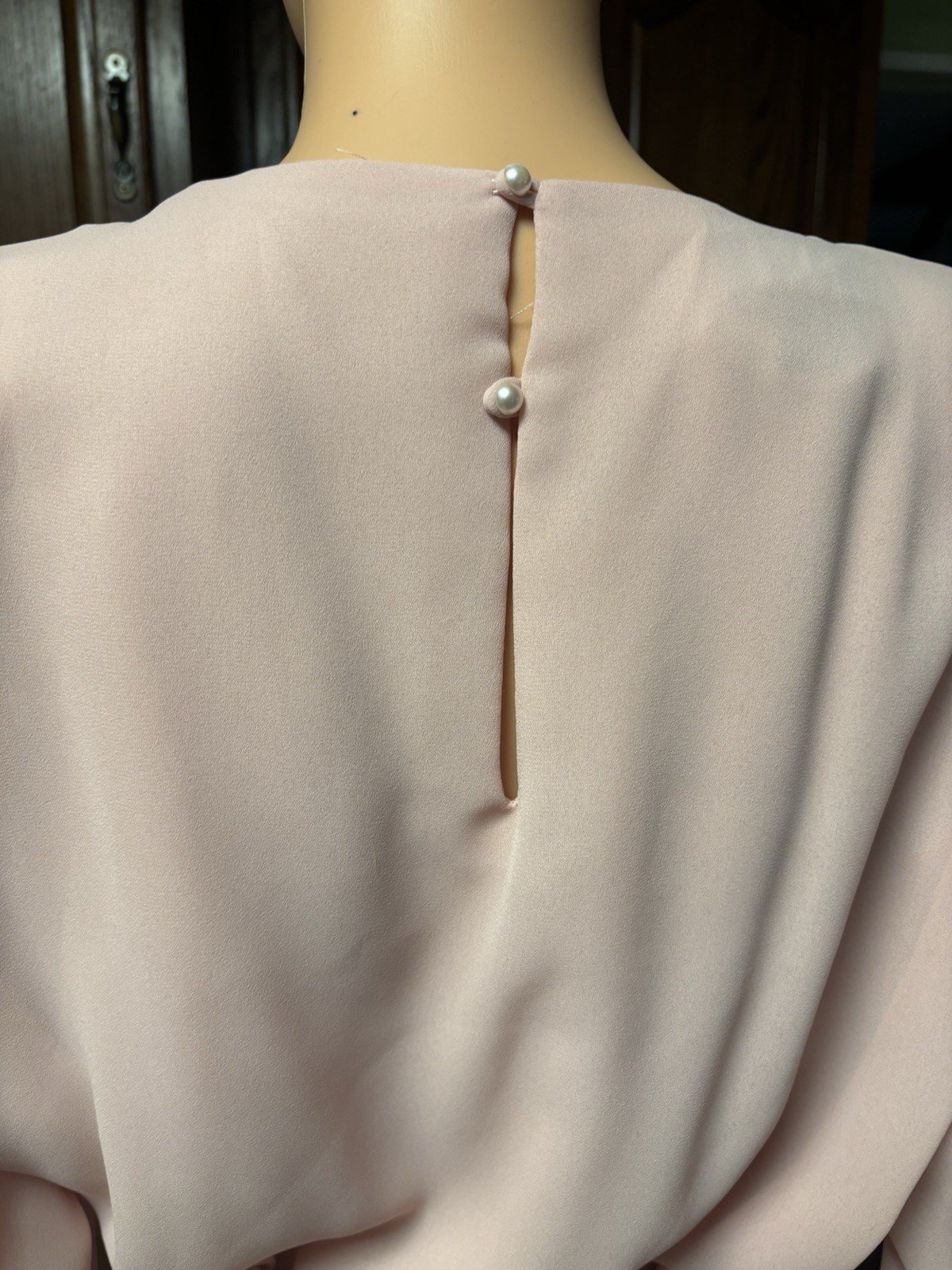 VTG URSULA of Switzerland 10P Pastel Pink Chiffon Dress 80s Valentines Wedding
