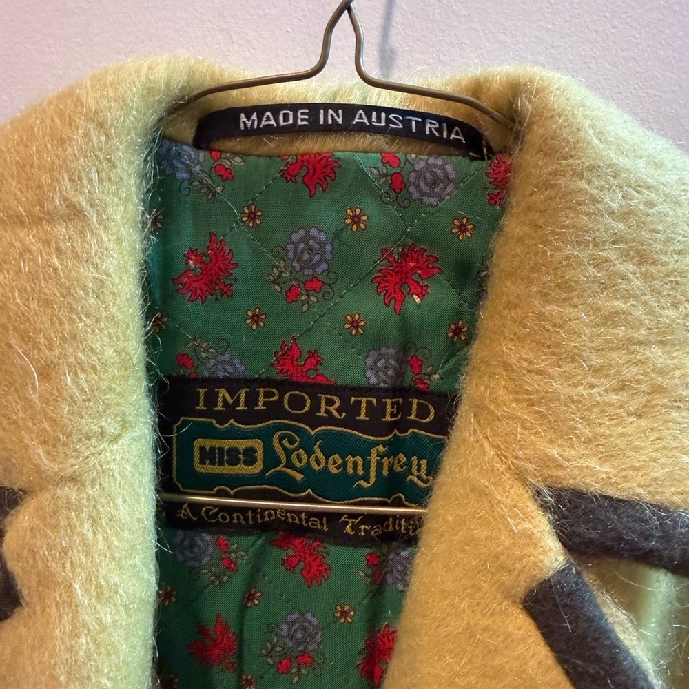 Vintage Lodenfrey 60s Austrian Yellow Loden Wool Mohair Coat Petite XXS/Kids 12