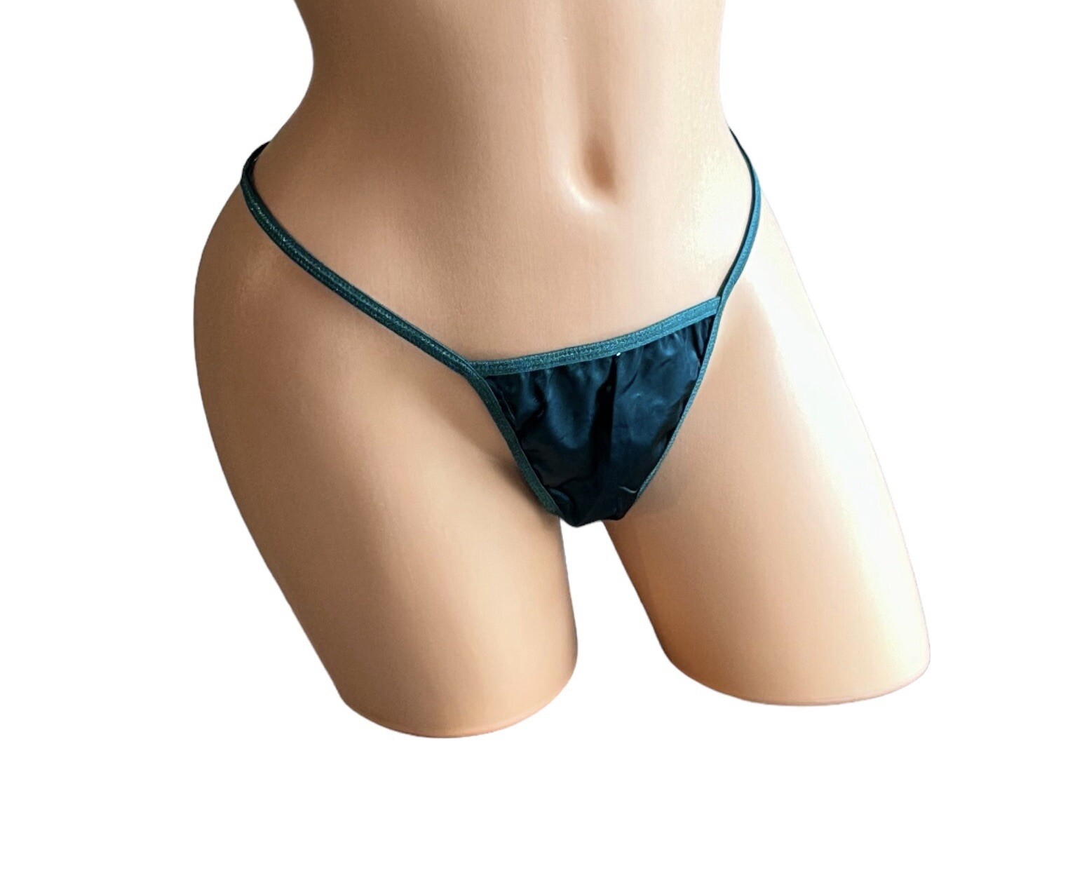 Avidlove Blue/Green Satin G-String Thong String Bikini Panties Womens XL NWT