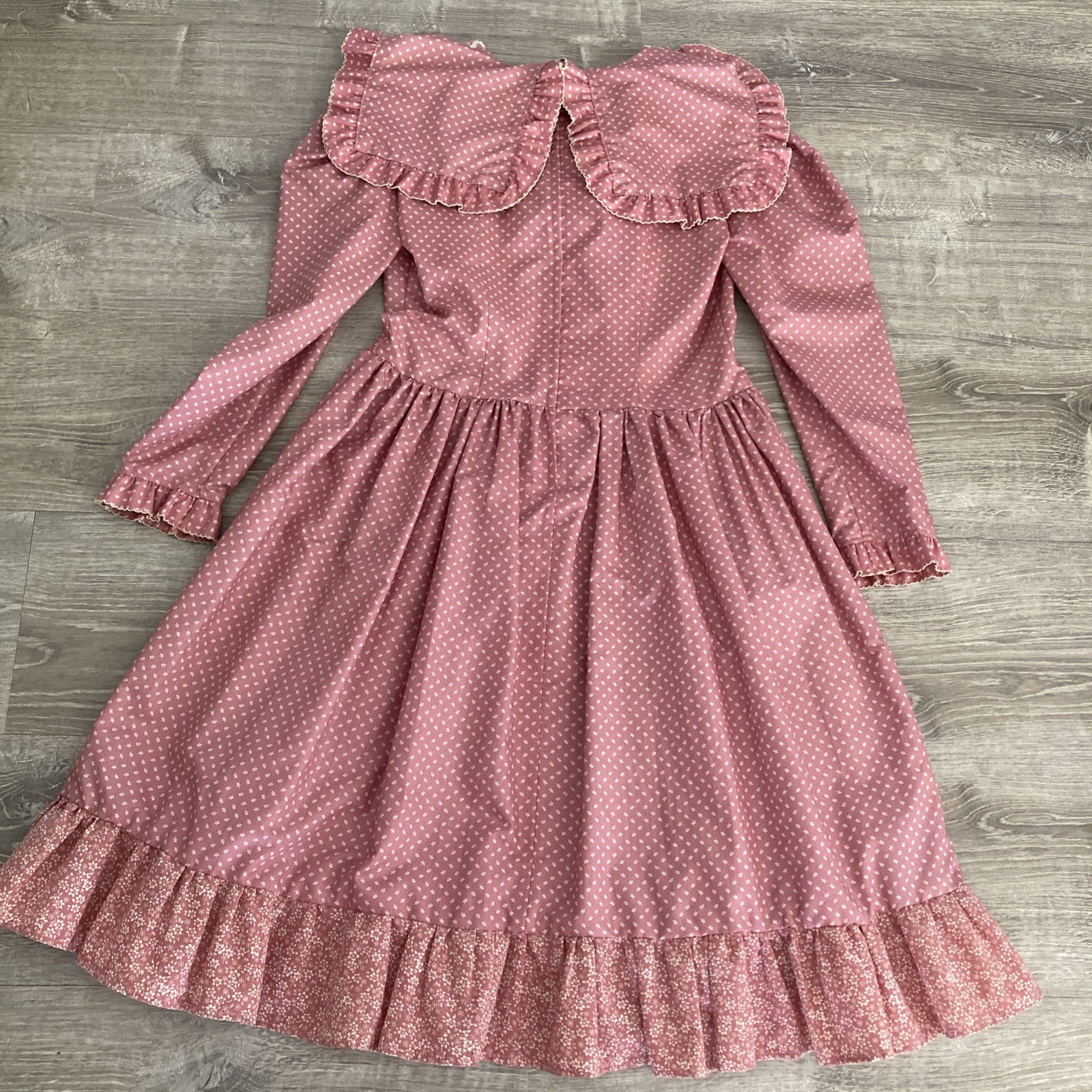Vintage Hand Made For My Special Little Girl Prairie Dress Sz M Pink Floral Midi