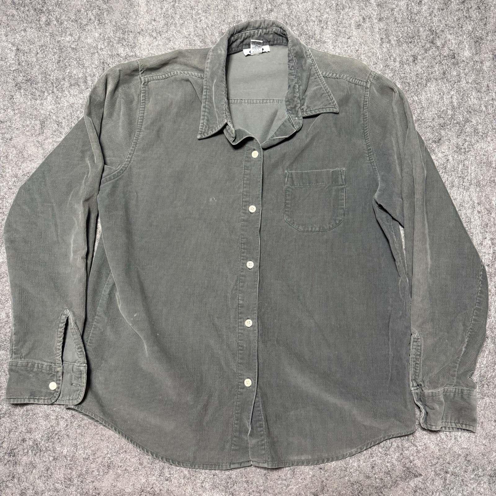 Vintage 90s 00s Old Navy Womens Corduroy Shirt Size L Olive Green Long Sleeve