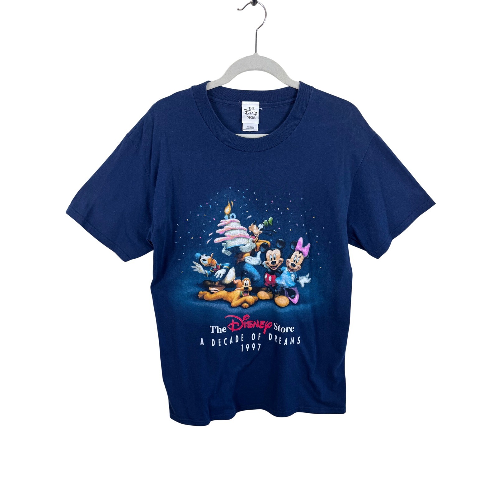 Vintage 1997 Disney Store A Decade of Dreams Mickey & Friends Navy T-Shirt M
