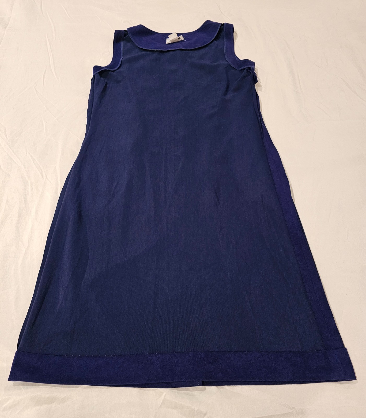 VTG 1970s Jo Hardin Navy Blue Suede A-Line Midi Dress Button Front Pockets Sz 16