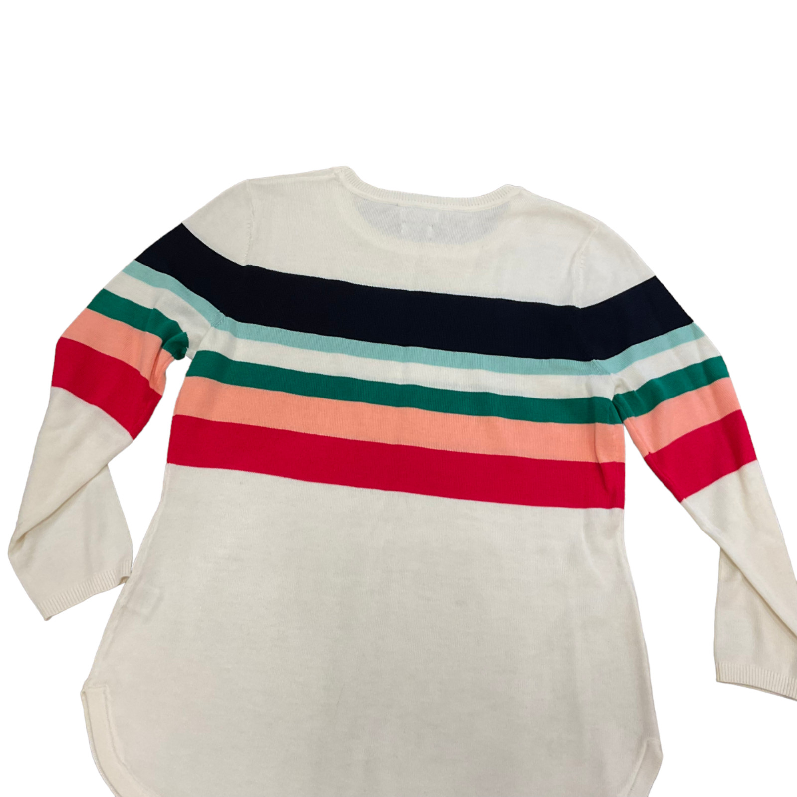 New VAN HEUSEN Cream white Multi-Color Stripe Acrylic Sweater Women’s Sz M y2k