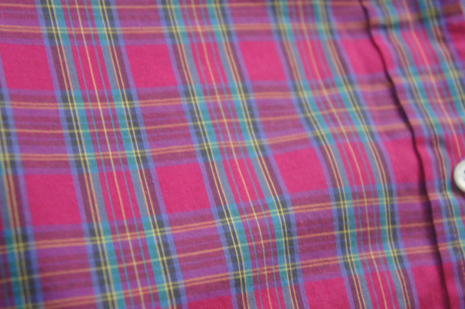 Vintage 70s-80s Women’s Lands End Red Plaid Check Blouse Button Down Shirt Size