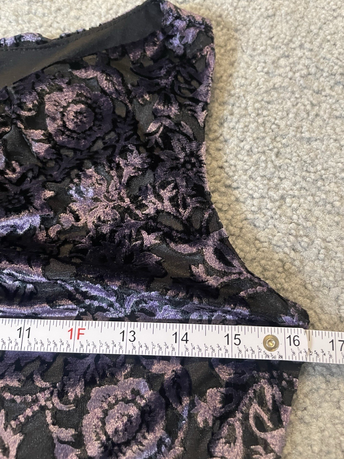 Vtg 70s Alyn Paige Floral Velvet Dress 9/10 Purple Black USA Made Classic READ