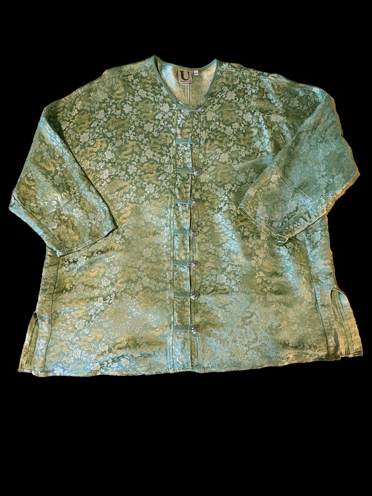 Vintage U Kristine St RRik Silk/ Rayon Jacquard Tunic 3XL