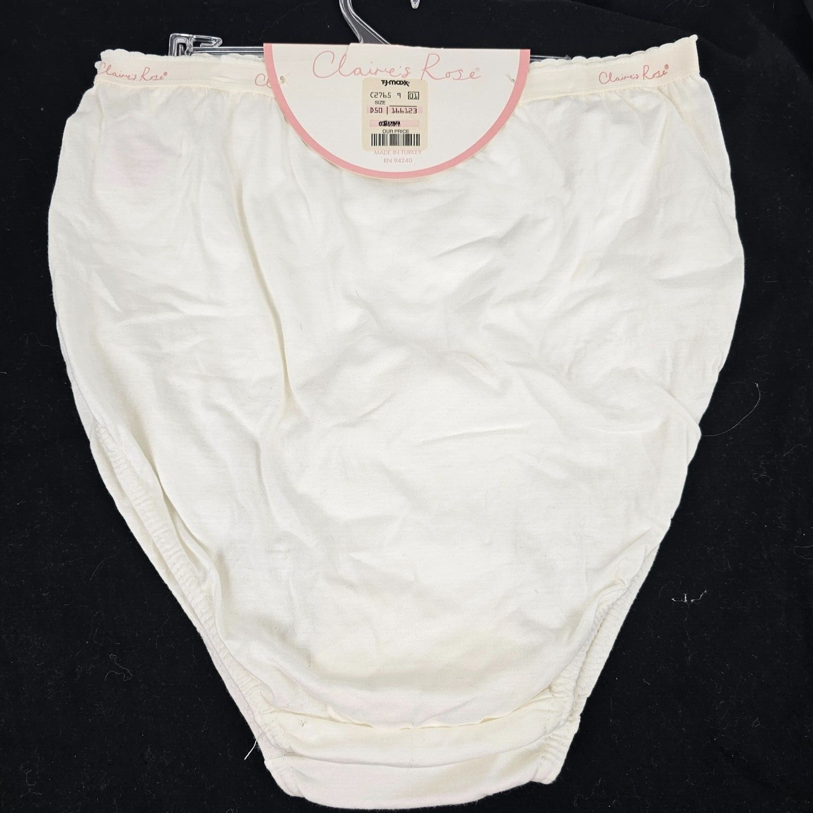 Vintage Granny Panties Size 8 White Cotton Briefs Claire’s Rose Elastic Waist