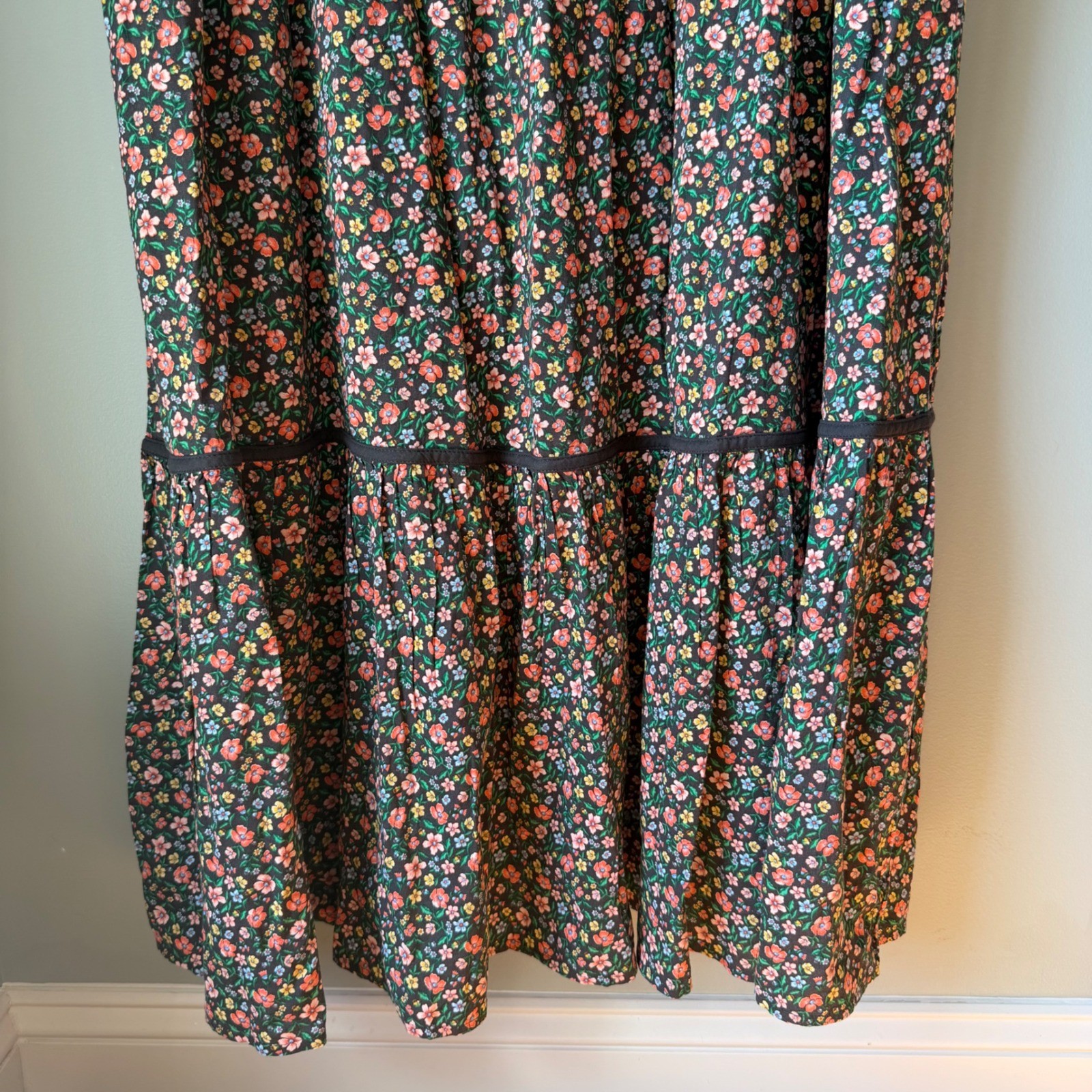 Old Navy Floral Maxi Dress Long Sleeve Tiered Boho Cottage Prairie XL TALL NWT