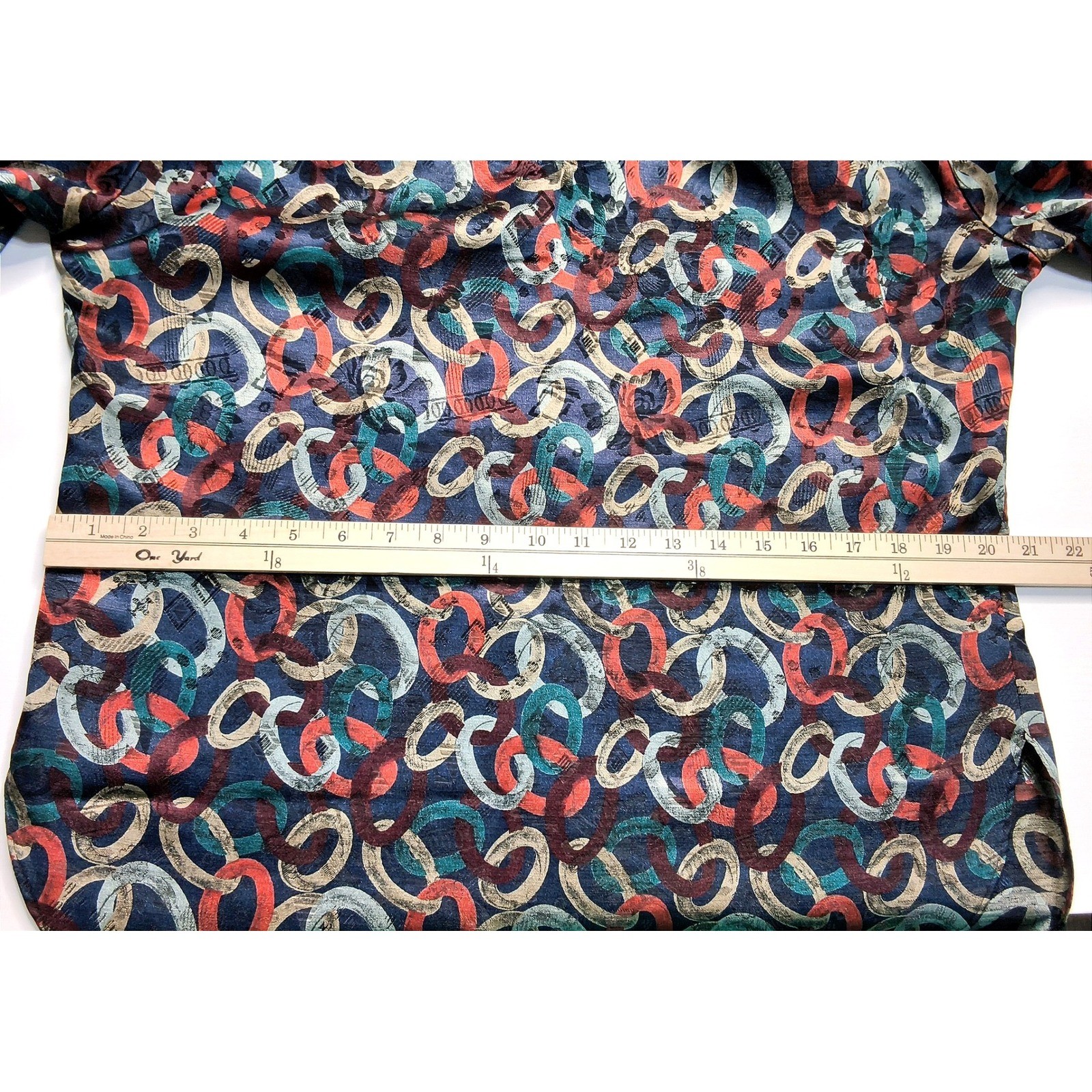 Vintage All Hours Chain Link Blouse Women Small Multicolor Long Sleeve Button Up