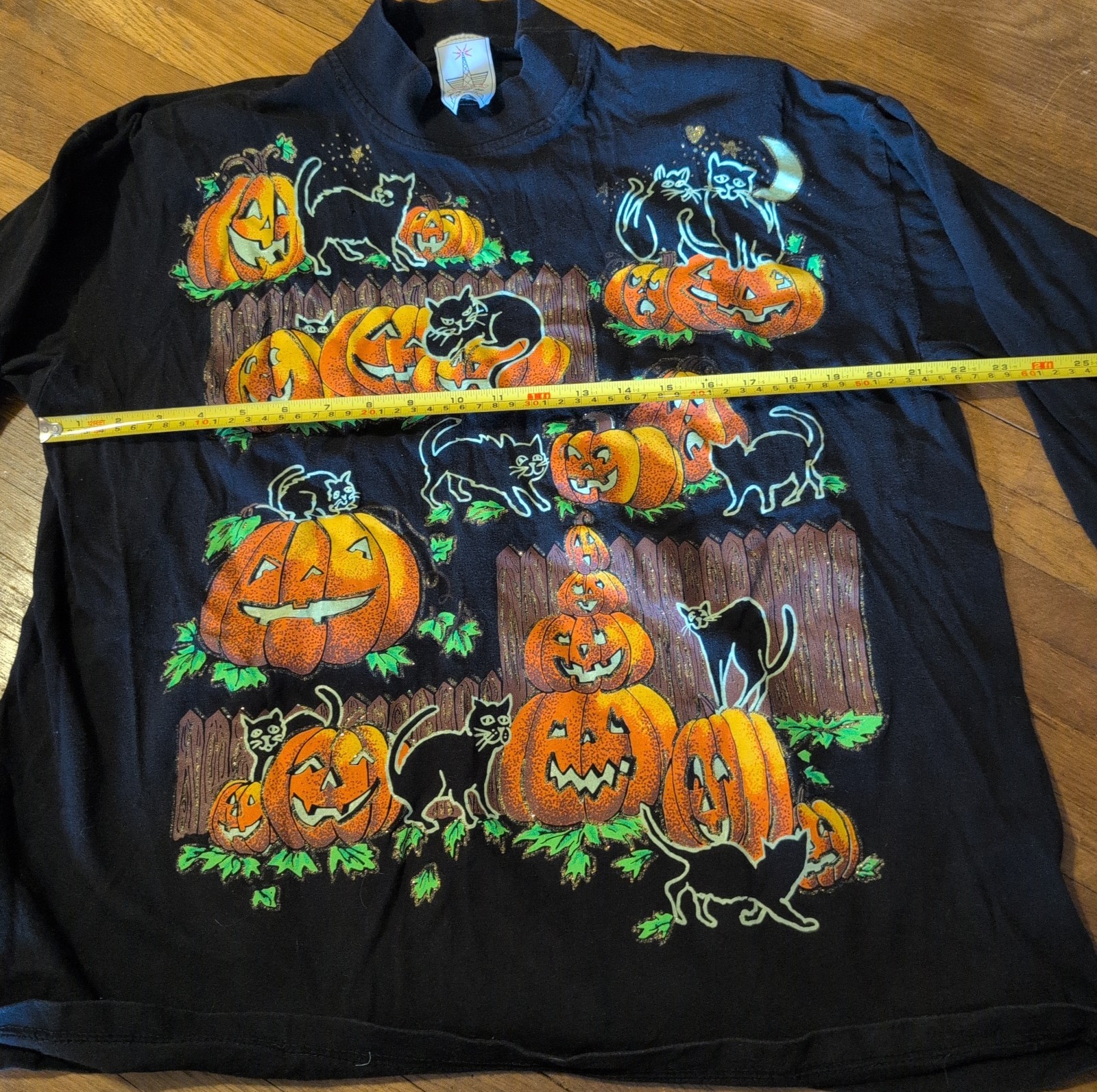 Vintage long sleeve Halloween black pumpkin cat shirt KWBL LA One Size (M/L)
