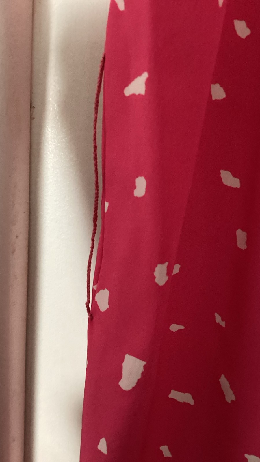 Vintage 1980s Liz Claiborne Pink Polka Dot Midi Dress Short Sleeve Retro