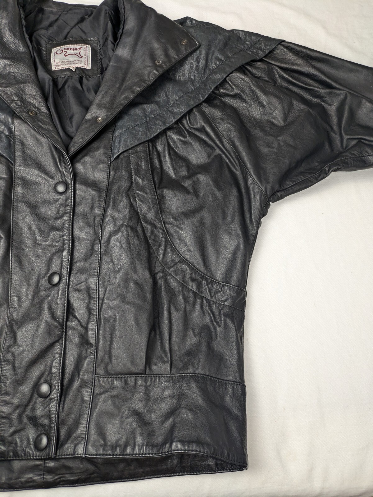 Womens Leather Leopard Print Black 80’s Jacket Size Med Bomber Biker Rocker