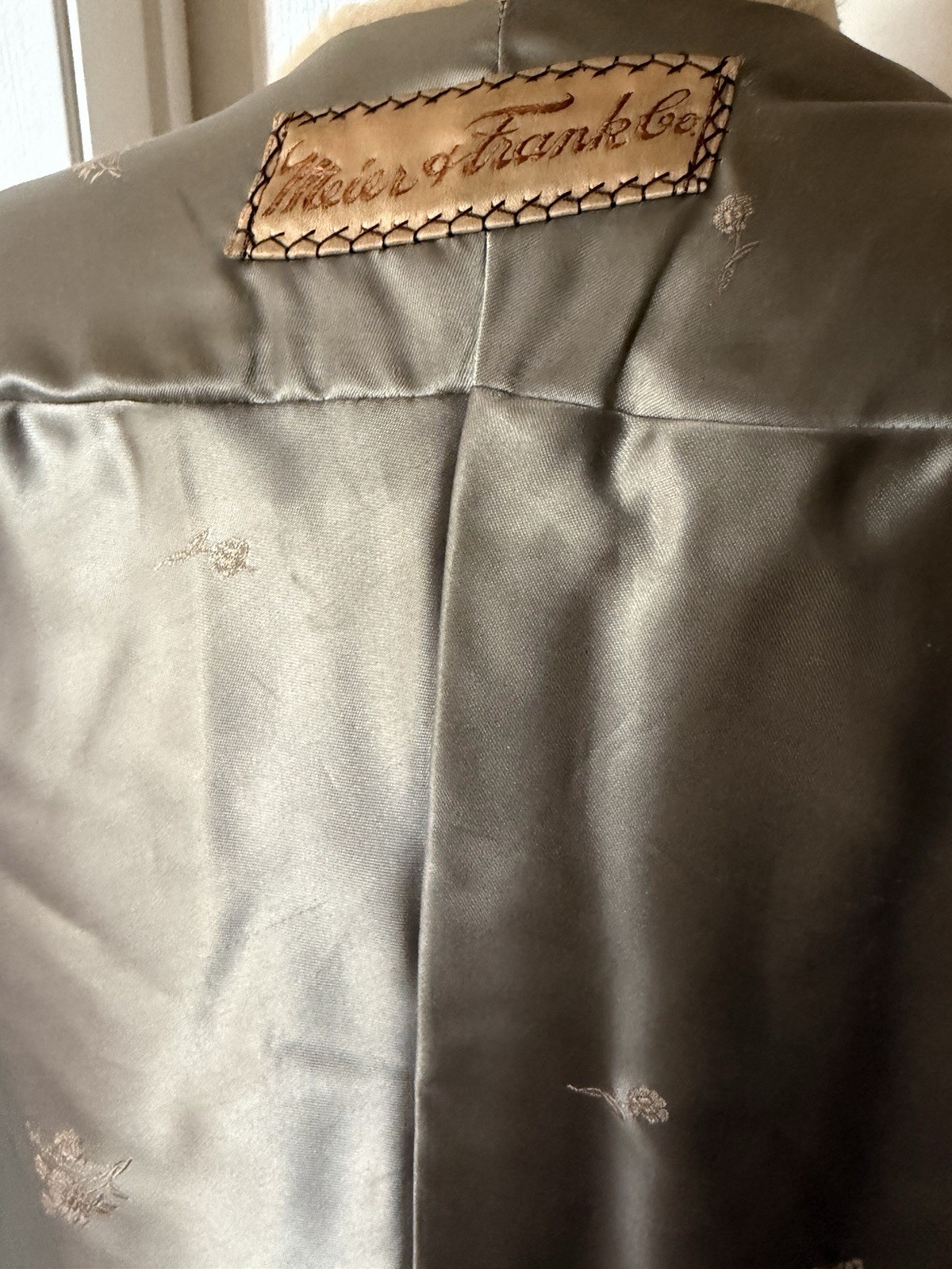 Vintage 50s Style Old Hollywood Fur Capelet Wrap Meier & Frank Tan Satin Lined
