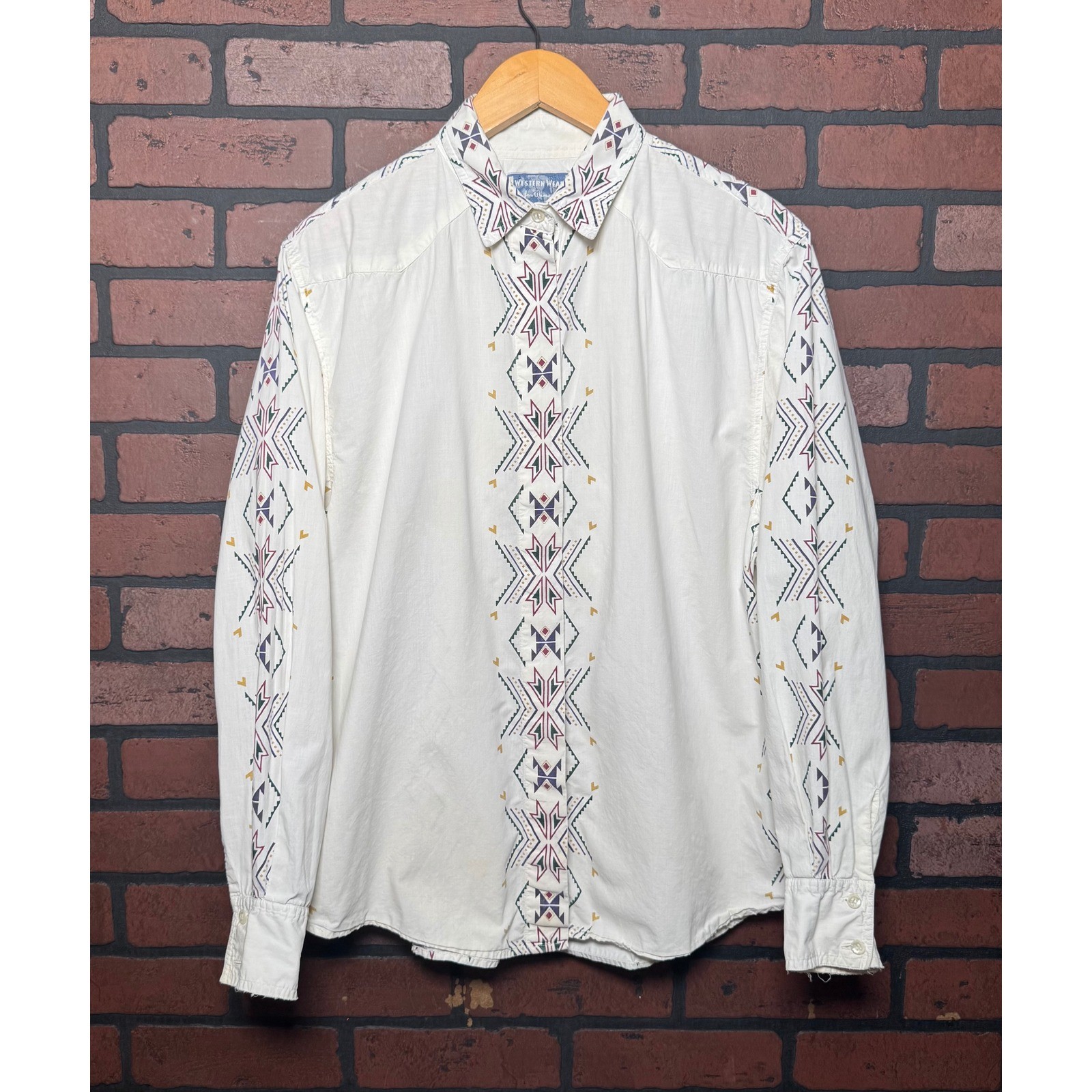 Wrangler Western Wear Multicolor Aztec Button Shirt Concho Women’s Rare Vintage